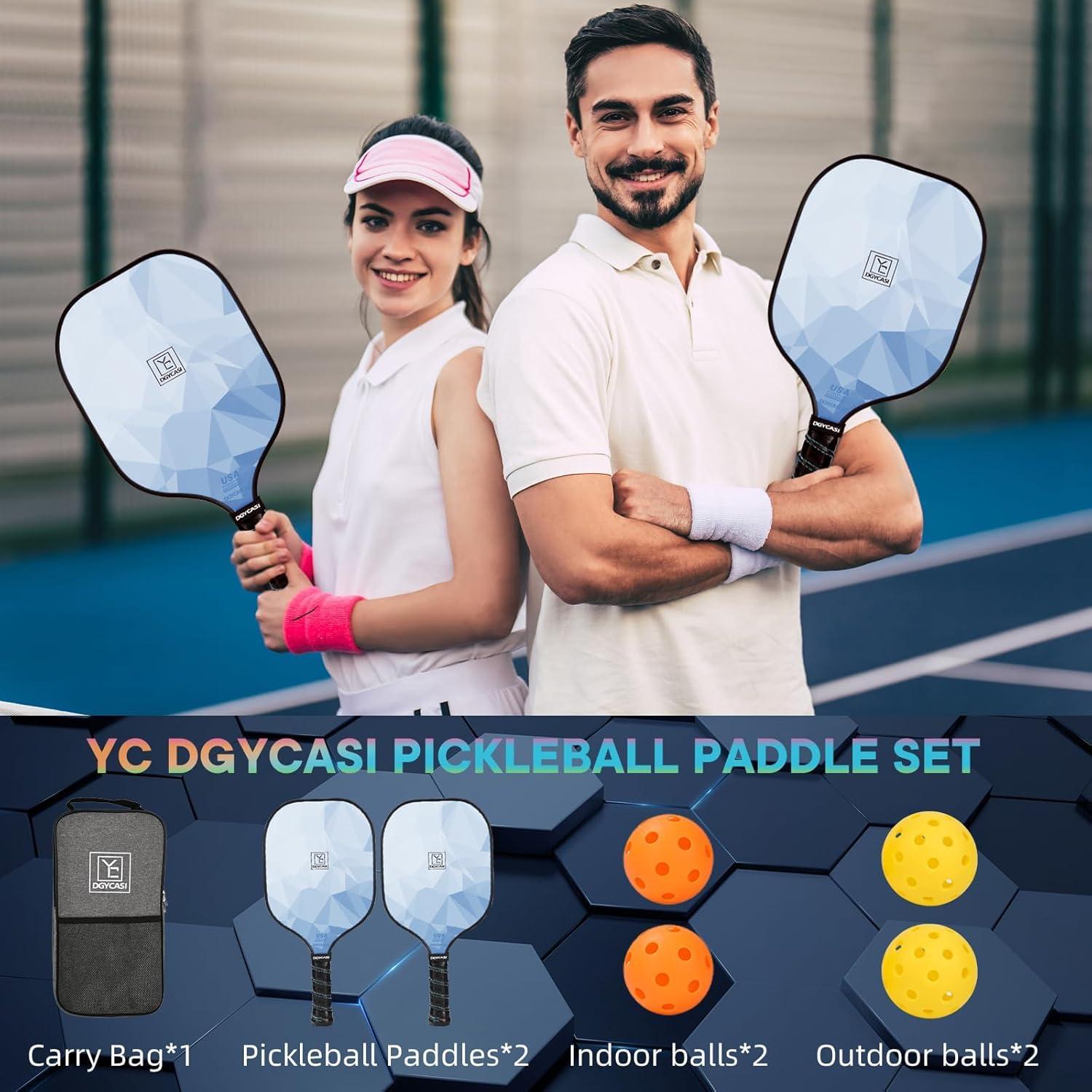 Pickleball Paddles Set of 2, 2025 USAPA Approved Pickleball Set, Fiberglass Lightweight Pickle Ball Rackets 2 Pack, 2 Outdoor Pickleball, 2 Indoor Pickleball Balls, 1 Pickleball Bag for Women and Men - Image 6