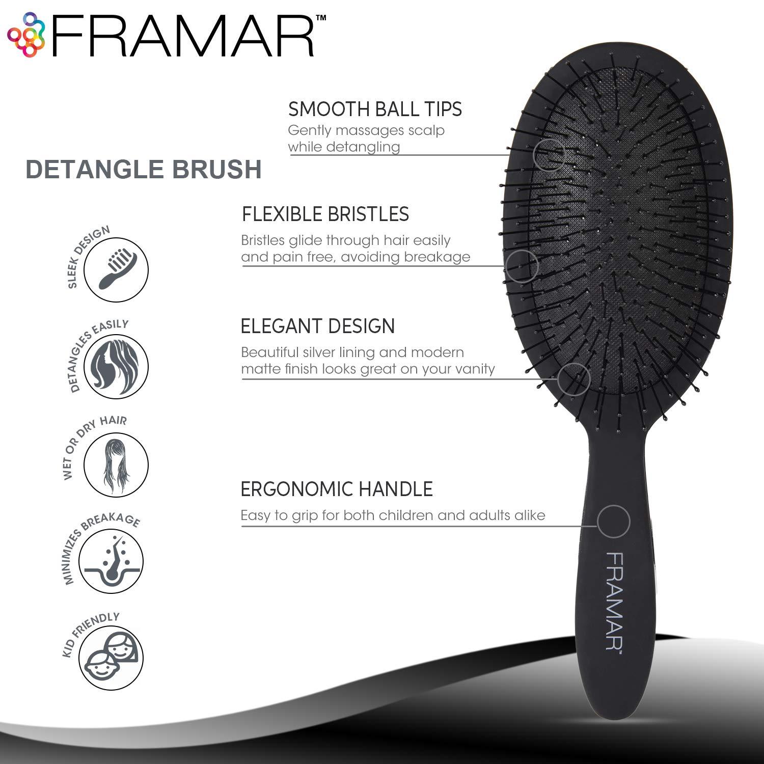 Framar Detangling Brush for Curly Hair – Hair Brushes for Women Detangler, Wet Detangler Hair Brush Wet, Wet Hairbrush For Women, Hairbrushes, Wet Hair Brush Detangler – Reduces Hair Breakage Black - Image 2