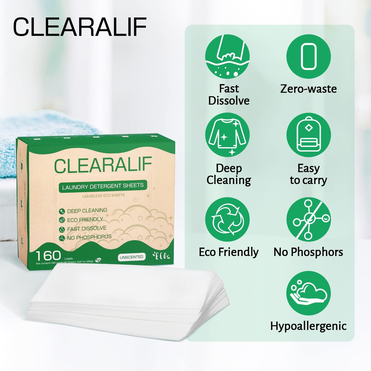 CLEARALIF Laundry Detergent Sheets up to 160 Loads (80sheets), Unscented, Laundry Detergent Strips Eco Friendly & Hypoallergenic - Image 4