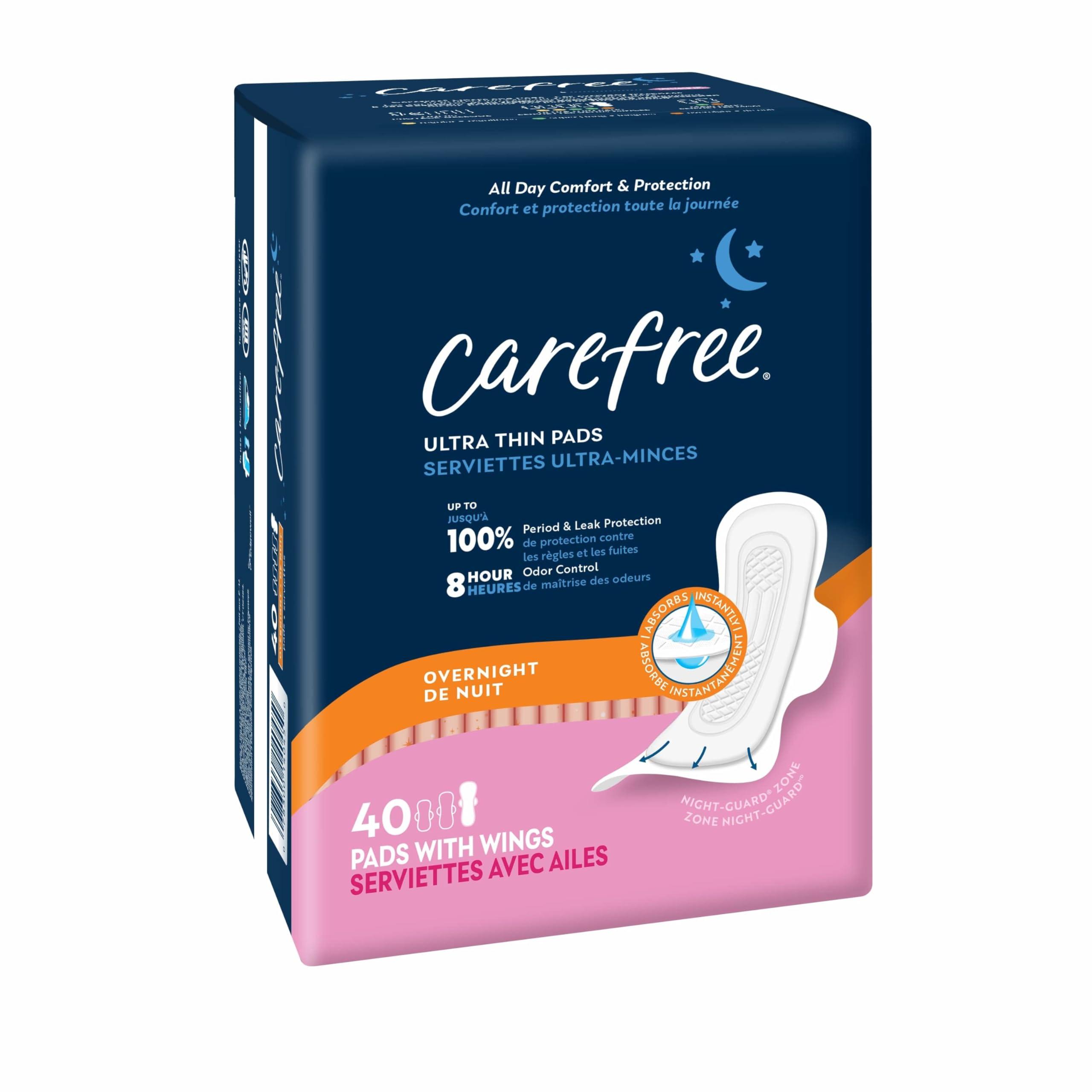 Carefree Ultra Thin Overnight Pads With Wings, 40ct - Image 2