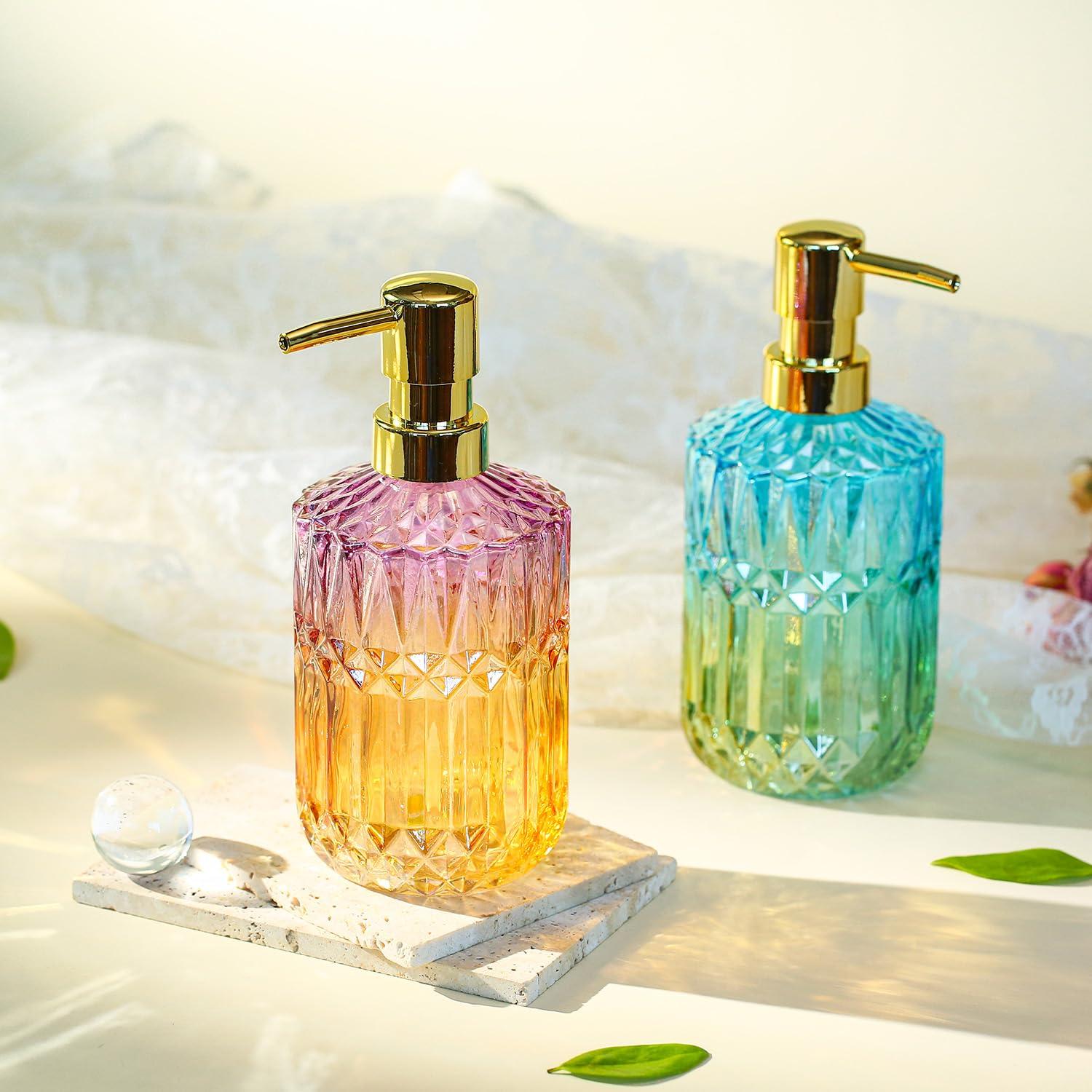 YunNasi Soap Dispenser with Pump, Refillable Liquid Hand Soap Dish Soap Dispensers for Bathroom Counter, Kitchen Sink (PurpleOrange) - Image 7