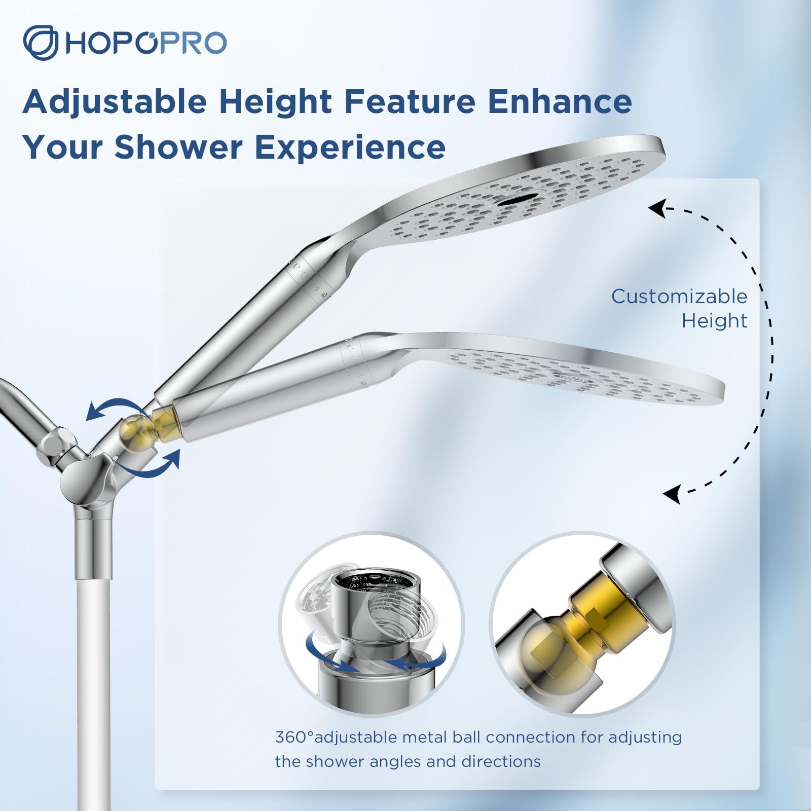 Dual Filtered Handheld Shower Heads Combo, HOPOPRO 15-Mode High Pressure Rainfall Showerheads Combo Set with Filter, for Hard Water, Removes Chlorine, Improves Skin Hair Condition, Chrome - Image 5