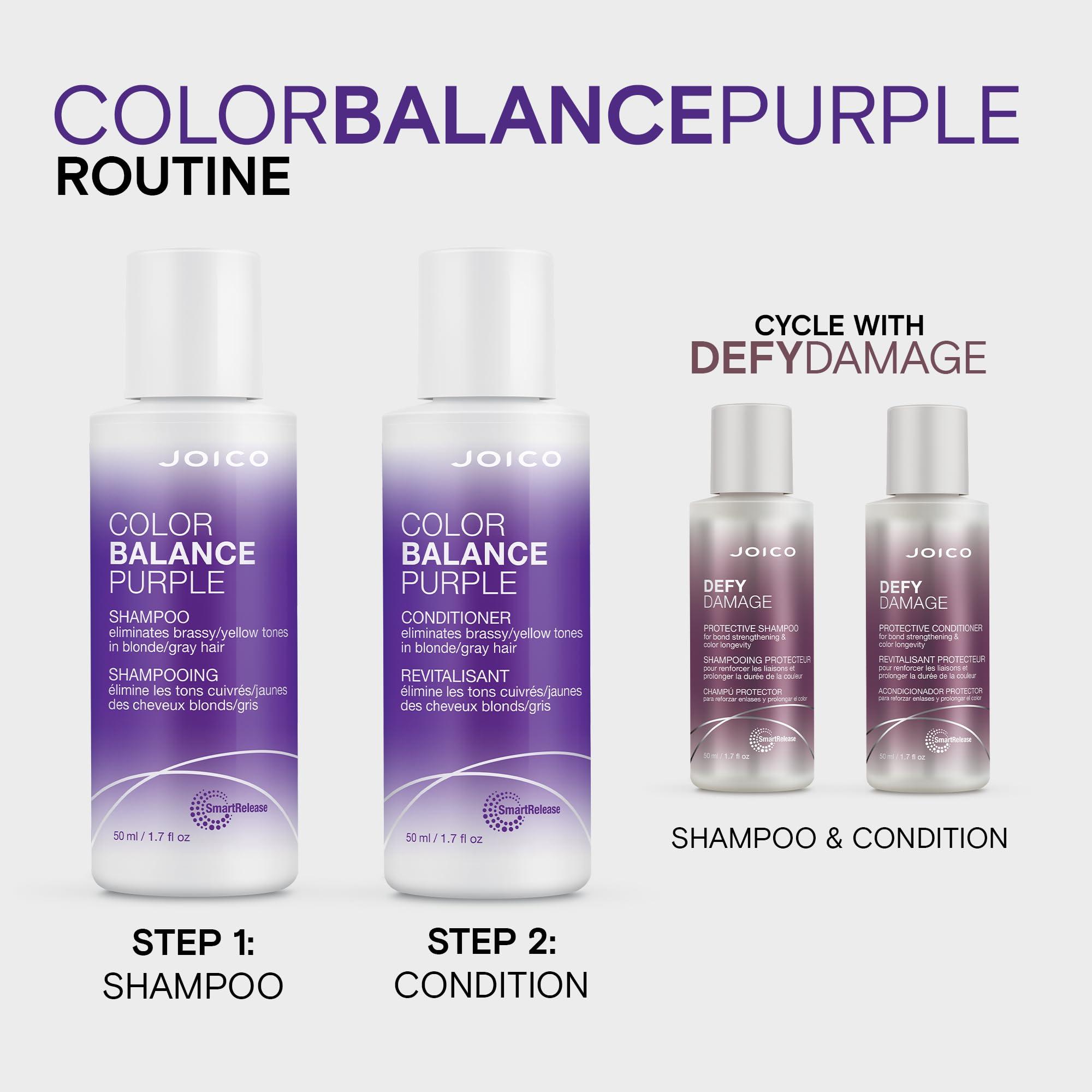 Joico Color Balance Purple Shampoo | For Cool Blonde or Gray Hair | Eliminate Brassy Yellow Tones | Boost Color Vibrancy & Shine | UV Protection | With Rosehip Oil & Green Tea Extract - Image 6