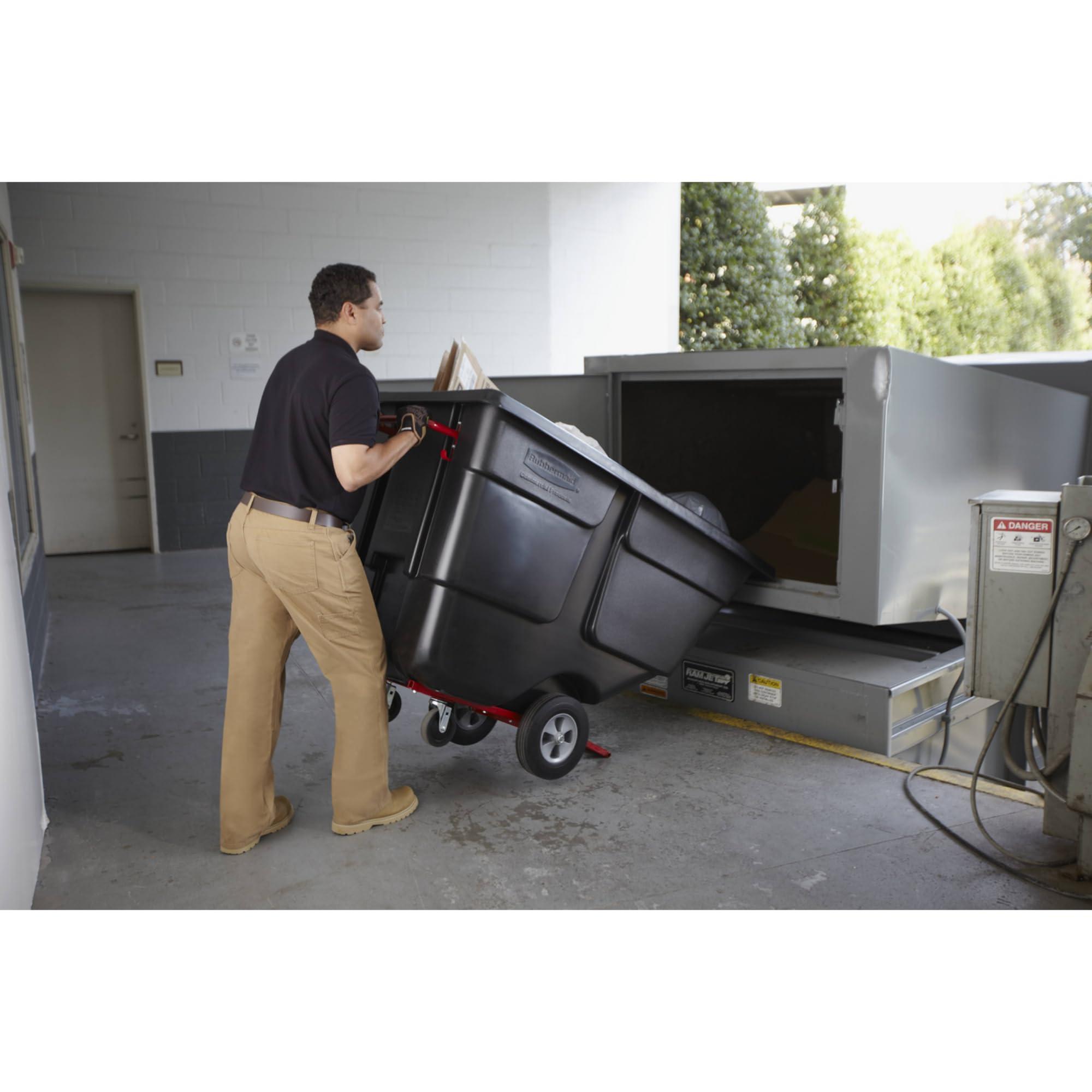Rubbermaid Commercial Products Tilt Dump Truck/Trash Cart/Garbage Collection/Recycling 1 Cubic Yard Waste Collection 850 lbs capacity Black Office/Warehouse/Facility Management - Image 6