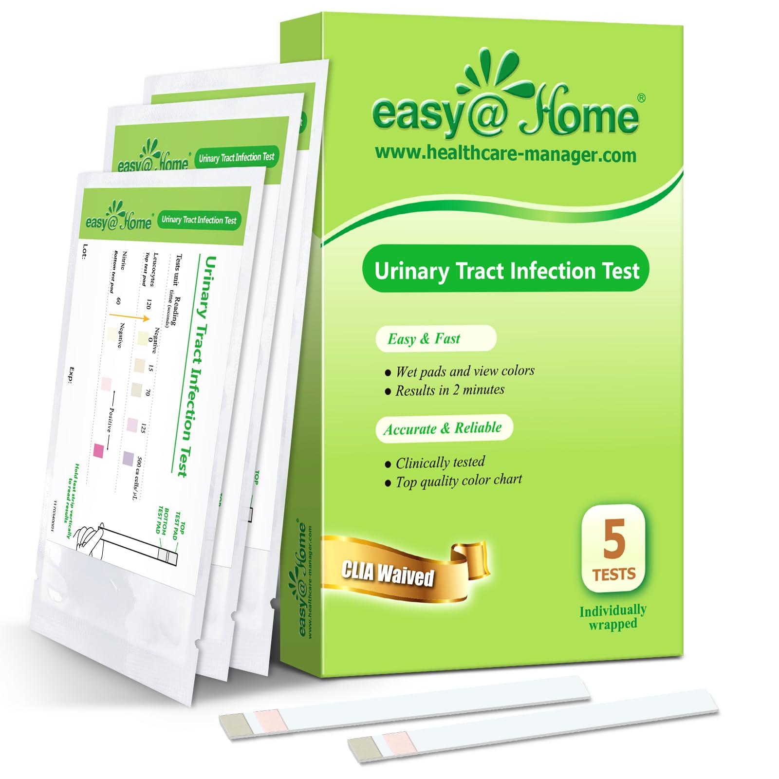 Easy@Home UTI Test Strips: Highly Accurate Urinary Tract Test Kit for Women Men, Bladder Infection UTI Urine Testing, Quick Results, OTC Use (UTI - 5 Pack)