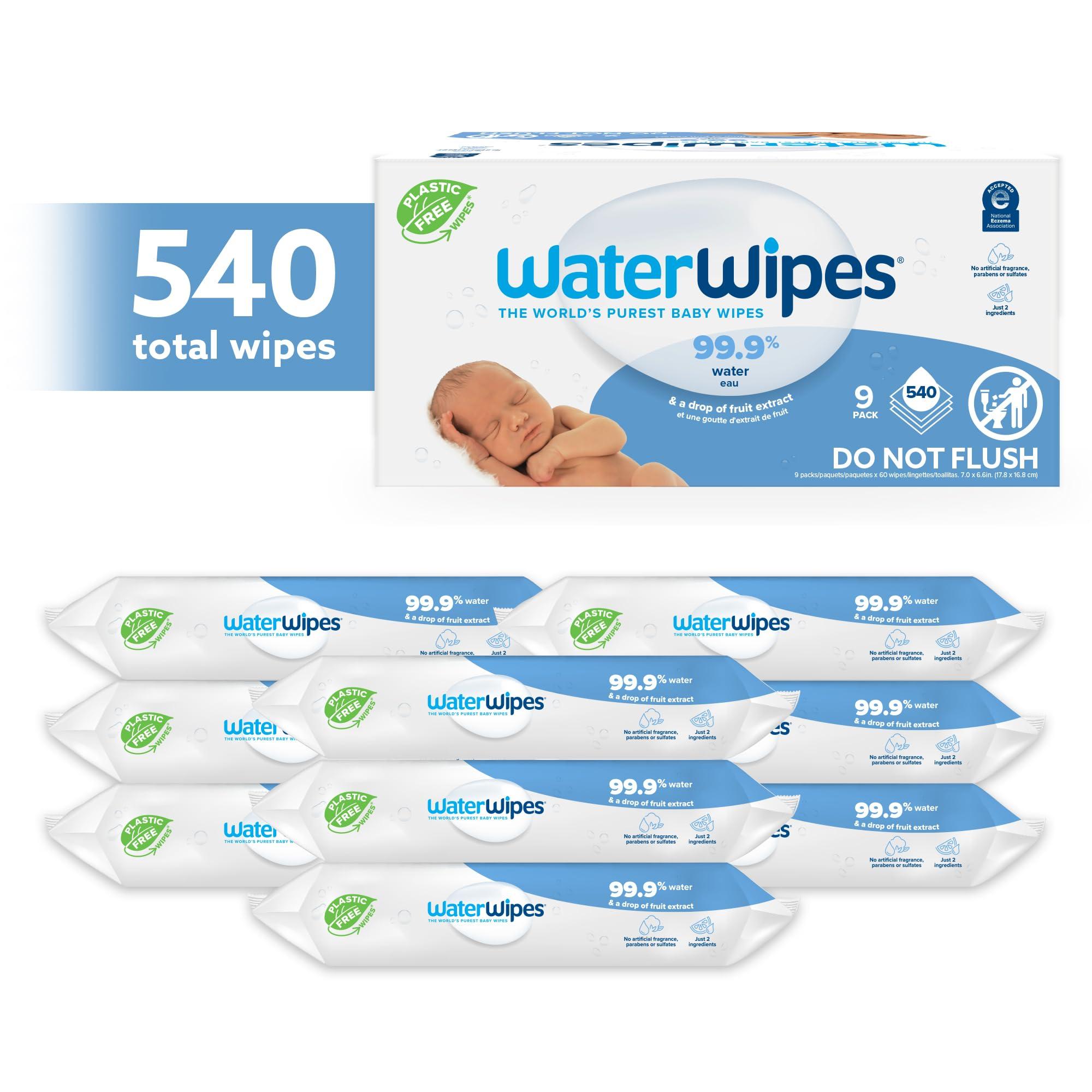 WaterWipes Original Baby Wipes, 99.9% Water, 3-In-1 Cleans, Cares, Protects, Unscented & Hypoallergenic, 540 Count (9 Packs), Packaging May Vary - Image 2