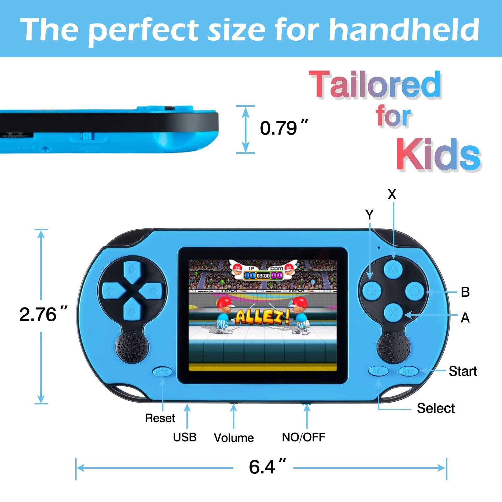 TaddToy 16 Bit Handheld Game for Kids Adults, 3.0'' Large Screen Preloaded 230 HD Classic Retro Video Games with USB Rechargeable Battery & 3 Game Cartridges for Birthday Gift for Kids 4-12 (Blue) - Image 2