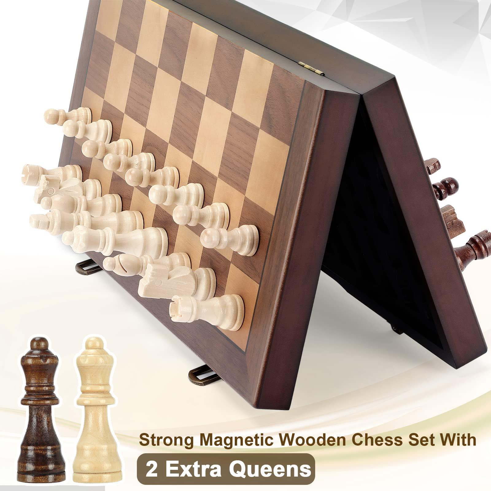 Magnetic Wooden Chess Set for Adults Kids 15'' Chess Board with Handmade Pieces, Folding Portable Travel Unique Chess Sets Game for Tournament Professional Beginner - Image 8