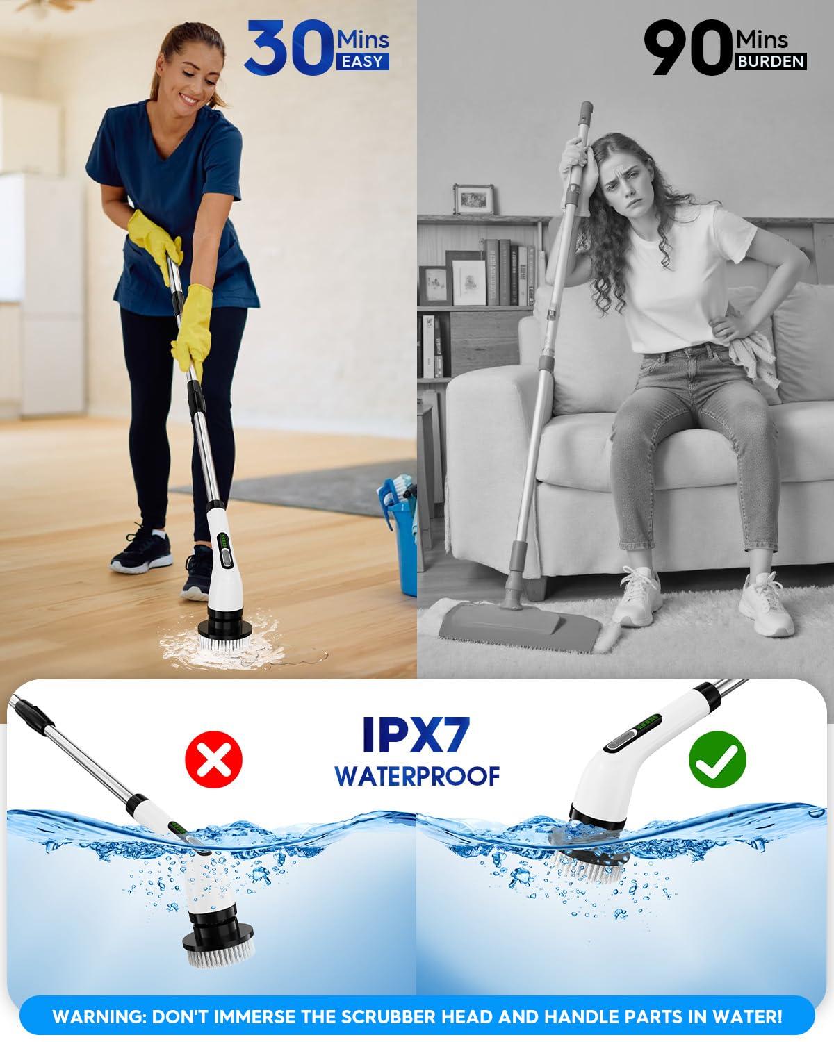 Electric Spin Scrubber for Cleaning Bathroom: Cordless Power Shower Scrubber - Electric Cleaning Brush for Tile Tub - Image 6