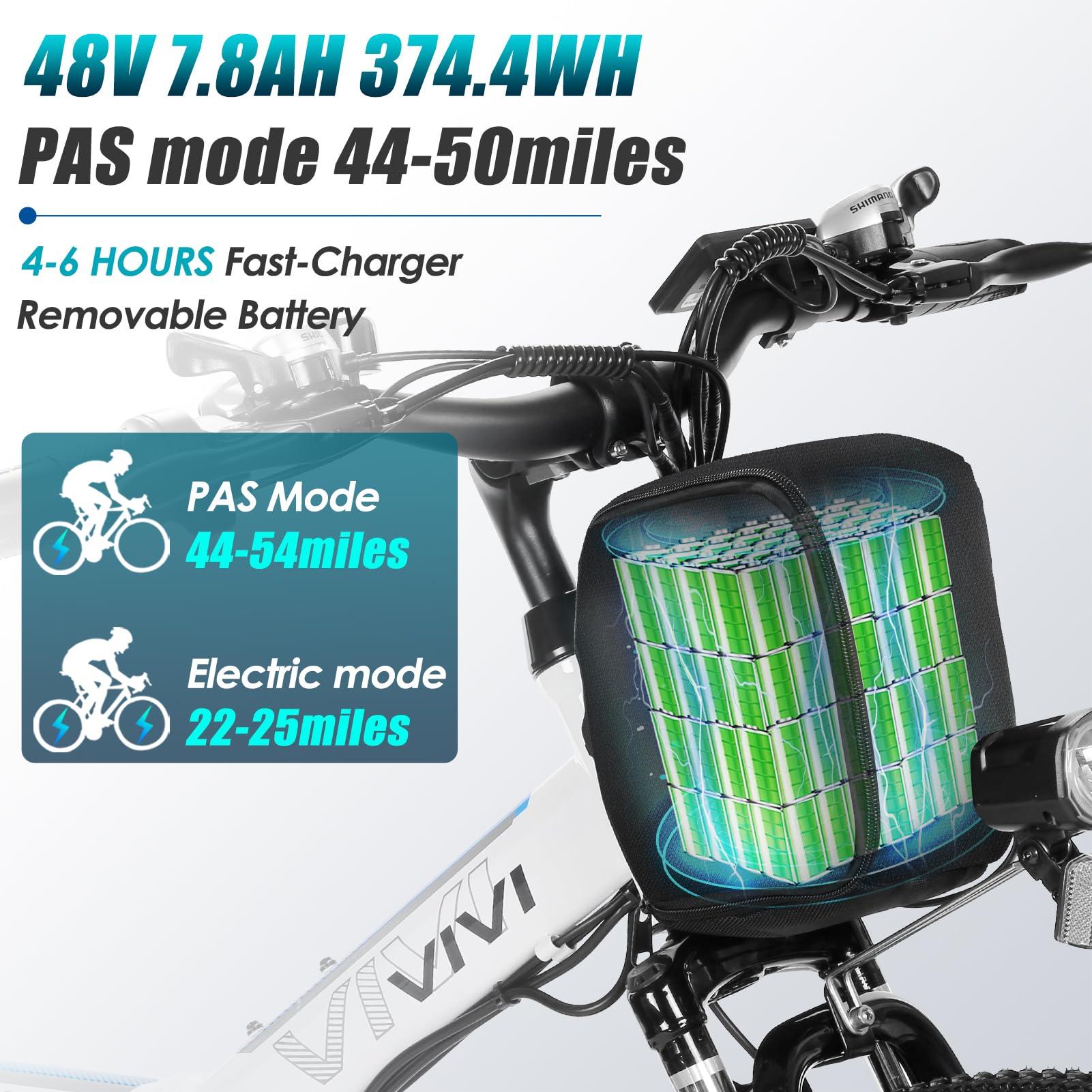 Vivi Electric Bike for Adults 26" Ebike, 500W Folding Electric Bike, 20MPH Adult Electric Bicycles with Removable 48V Battery, Up to 50Miles Range, Cruise Control, Dual Shock Absorber, UL 2849 - Image 4