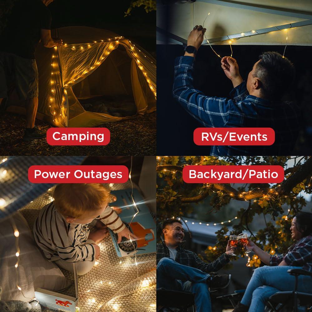 LuminAID Solar String Light with Phone Charger - Rechargeable Tent Lights for Camping - 32 ft String Lights Perfect for Camping, Backyard, Patio, RVs, Outdoor, Power Outages (1 Pack) - Image 3