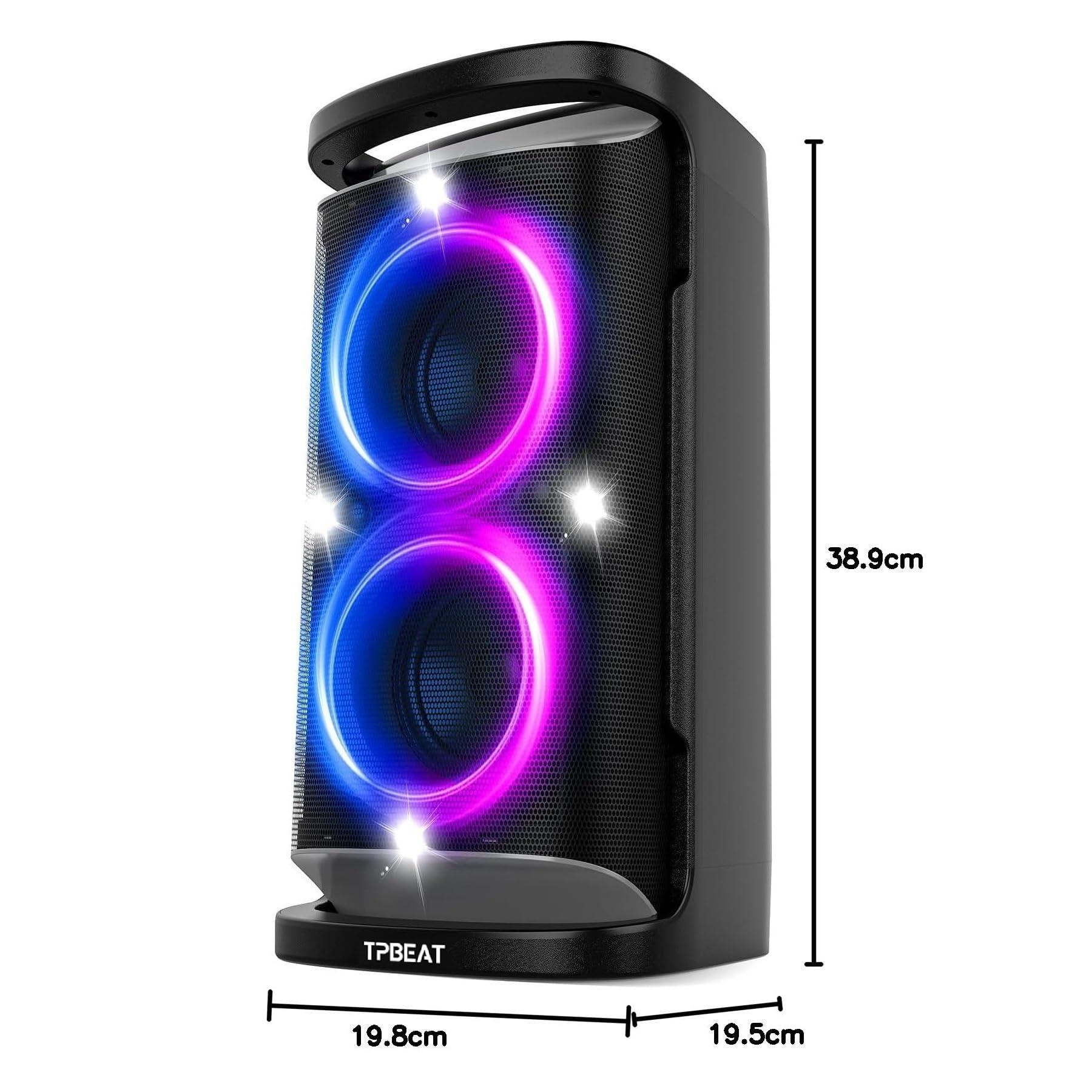 QxbJoy Portable Bluetooth Party Speaker: 160W Peak Powerful Loud Sound Deep Bass Wireless Boombox Large Subwoofer 15 Hours Battery Life Fast Charging with Led Light Show for Outdoor Camping Backyard - Image 8