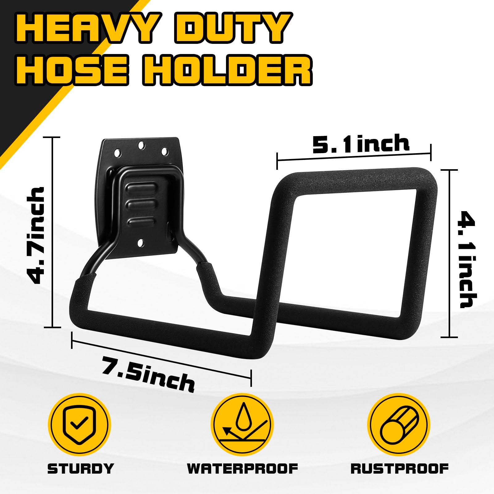 QMSK Garden Hose Holder, Metal Wall Mounted Water Hose Reel for Outside, Durable Hook Stand for Garden Hose Storage, Water Hose, Extension Cords, Flexable Hose Use(1Pack) - Image 2