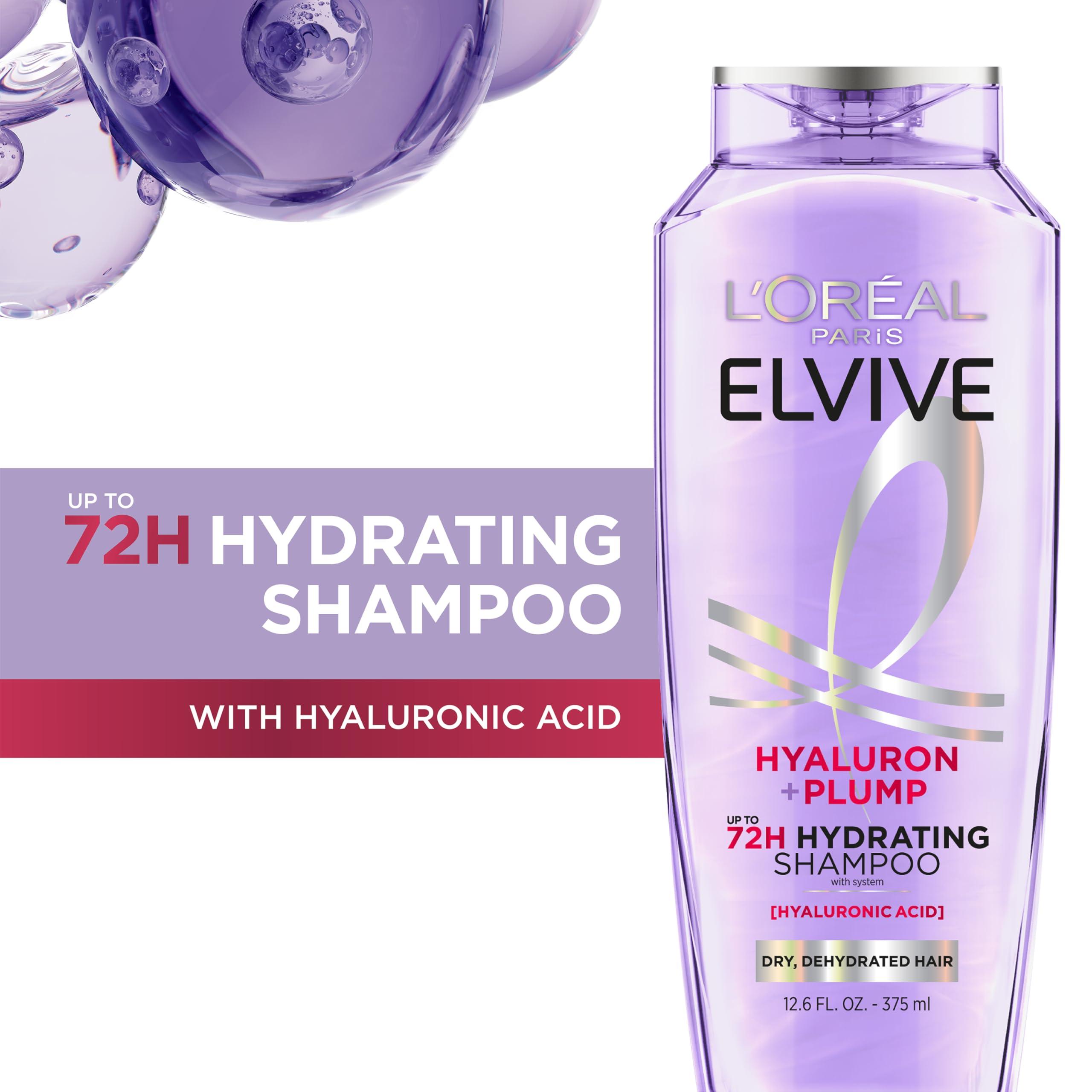 L'Oreal Paris Elvive Hyaluron Plump Hydrating Shampoo for Dehydrated, Dry Hair Infused with Hyaluronic Acid Care Complex, Paraben-Free, 12.6 Fl Oz - Image 2