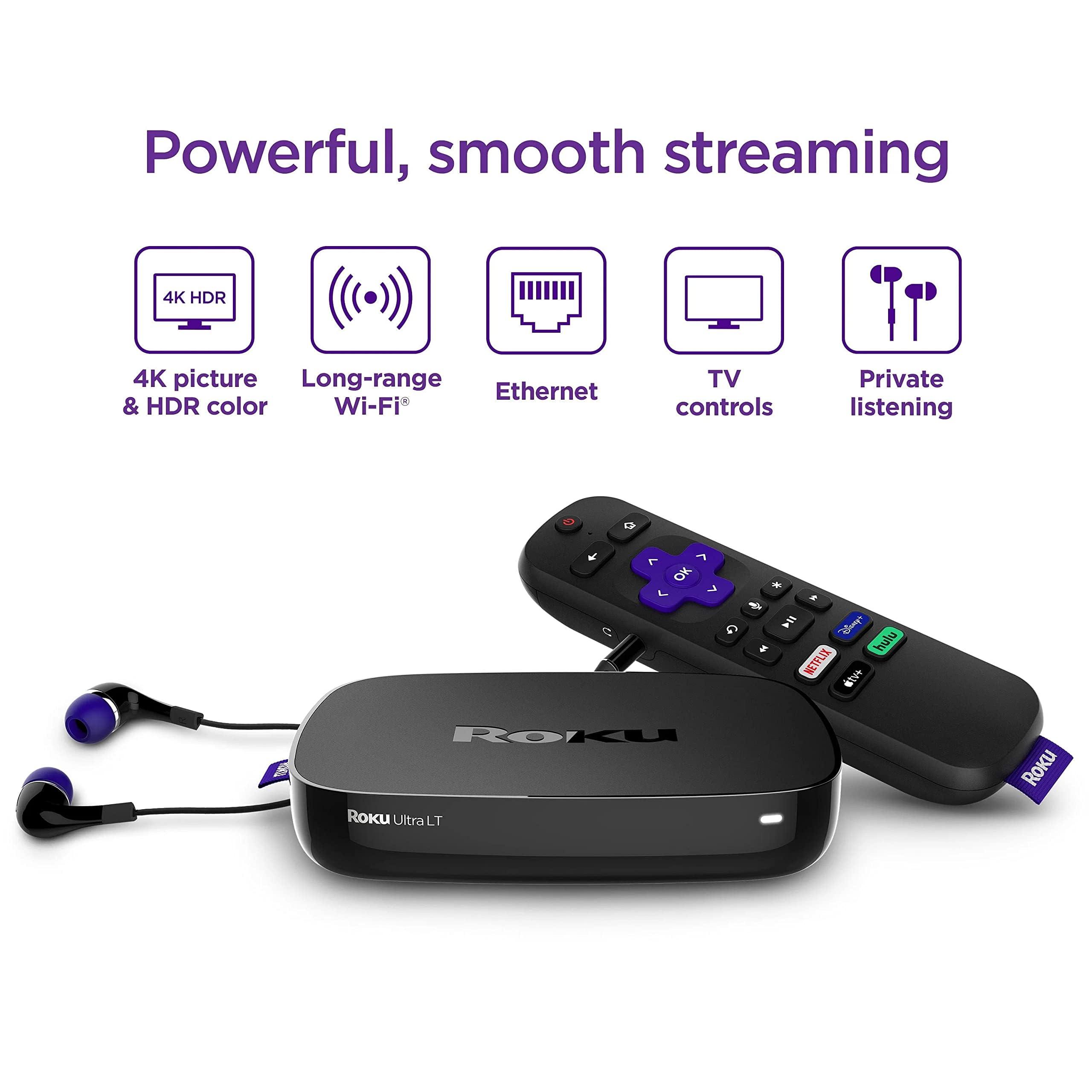 Roku Ultra LT (2023) HD/4K/HDR Dolby Vision Quad-Core Streaming Player with HDMI Cable, Headphones, Voice Remote w/ Private Listening, Ethernet - Image 6