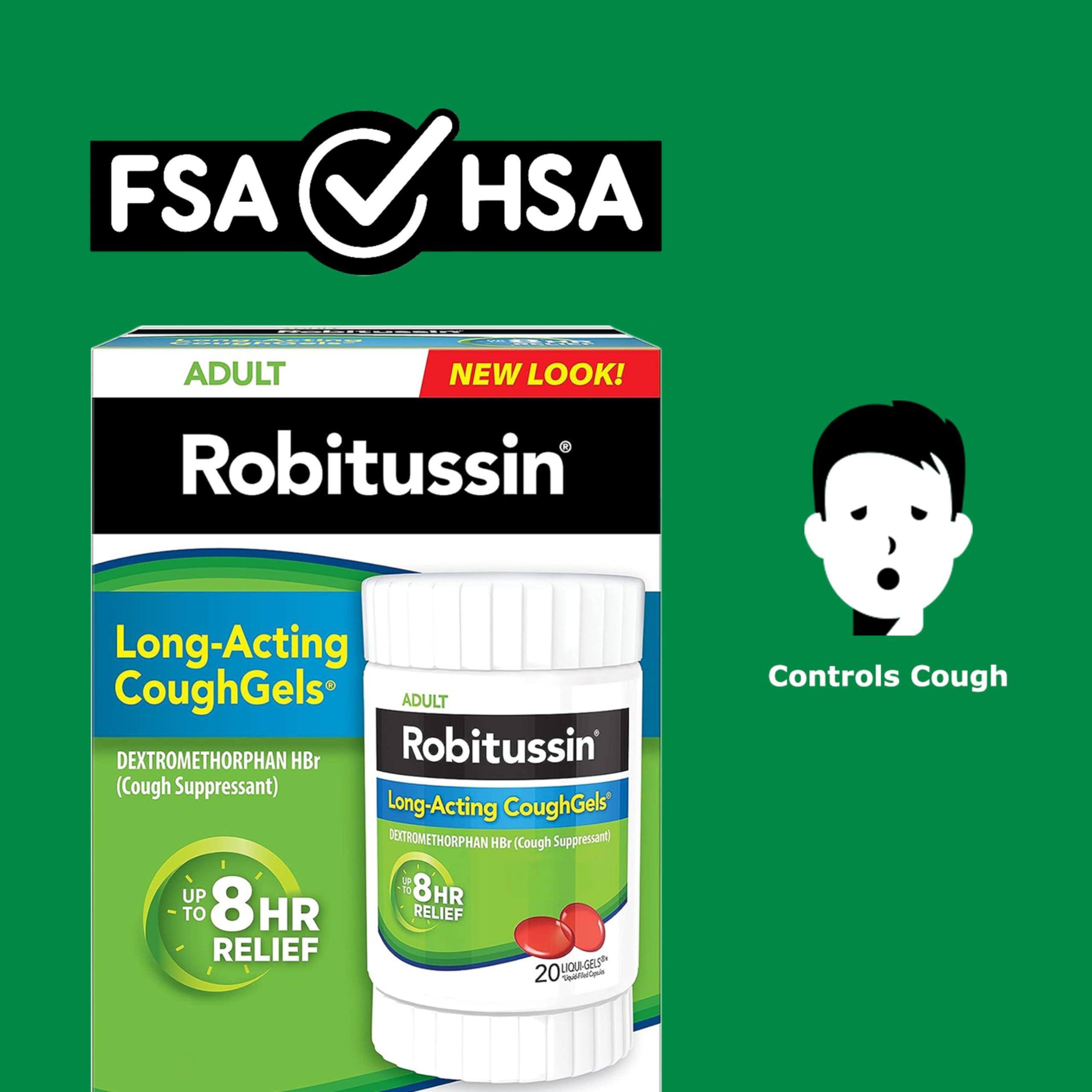 Robitussin 8 Hour Liqui-gels Cough, Adult Formula - 20 count Liqui-Gels - Image 6
