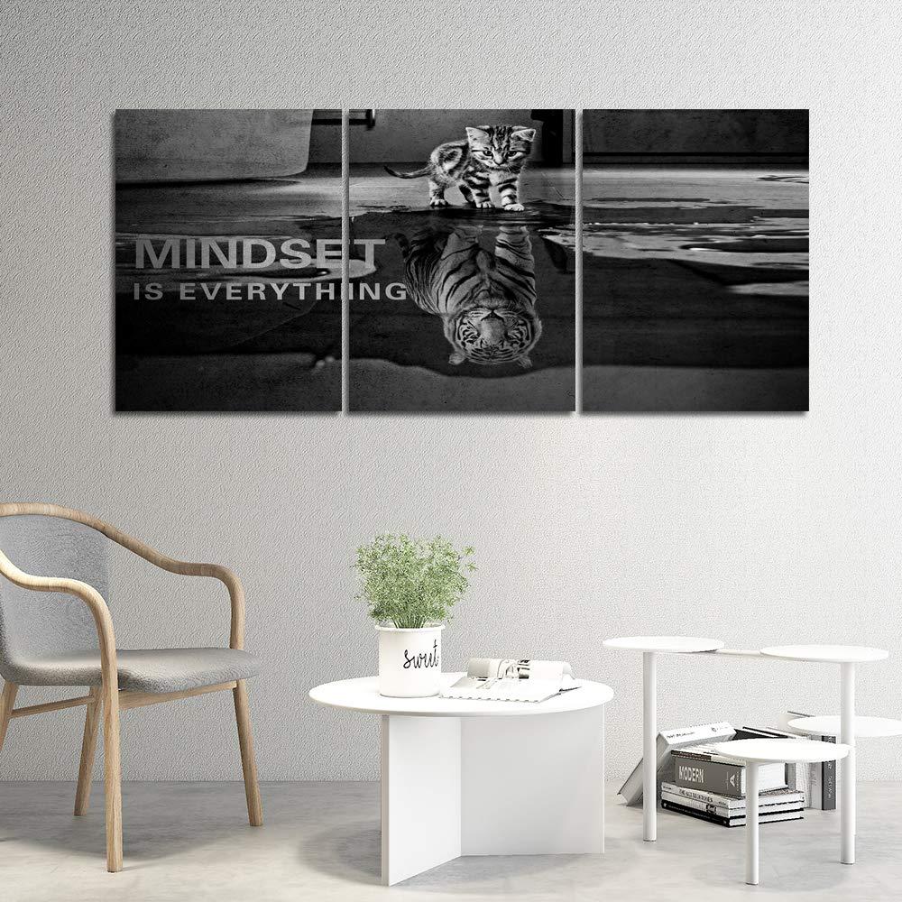 3 Panels Mindset is Everything Motivational Canvas Wall Art Inspirational Entrepreneur Quotes Poster Print Artwork Painting Picture for Framed Home Decoration Living Room office bedroom 36''W x 16''H - Image 5