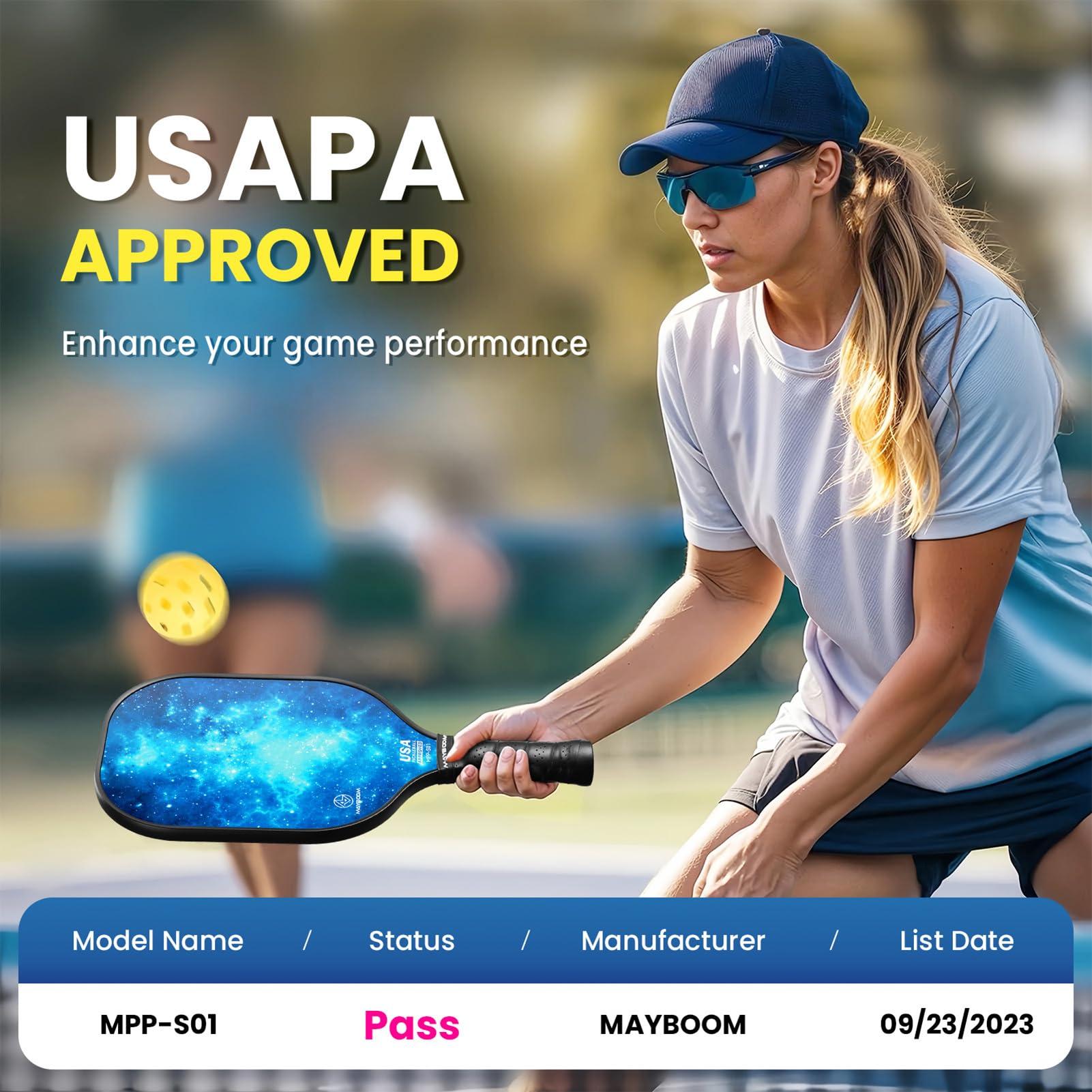 Mayboom Pickleball Paddles Set of 2 or 4, USAPA Approved Pickleball Set with 4 Pickleball Balls and Pickleball Bag, Fiberglass Pickle Ball Rackets 2 Pack for Beginner - Image 2