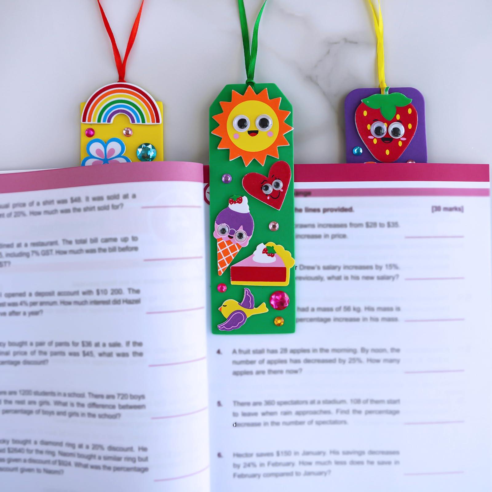 Winlyn 36 Sets Summer Crafts Kits DIY Whimsical Bookmarks Decorations Art Sets Fruits Treats Animals Sun Rainbow Foam Stickers for Kids Classroom Activities Reading Rewards Birthday Camp Party Favors - Image 5