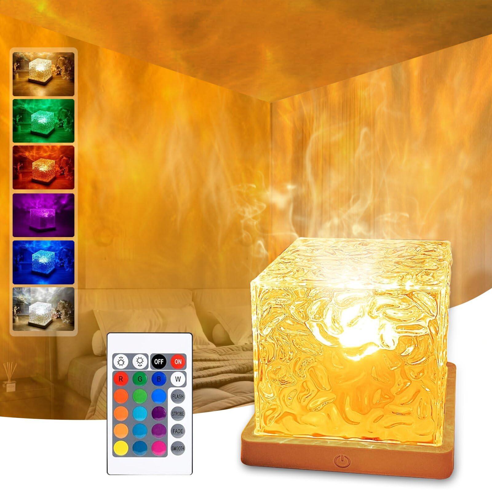 TGYWCHY Ocean Wave Projector Lamp,Northern Lights Aurora Projector Light,16 Colors Gradual Rotating Flame Water Lamp，Cube Night Light with Remote Control for Living Room Bedroom Decor Hotel, etc - Image 8