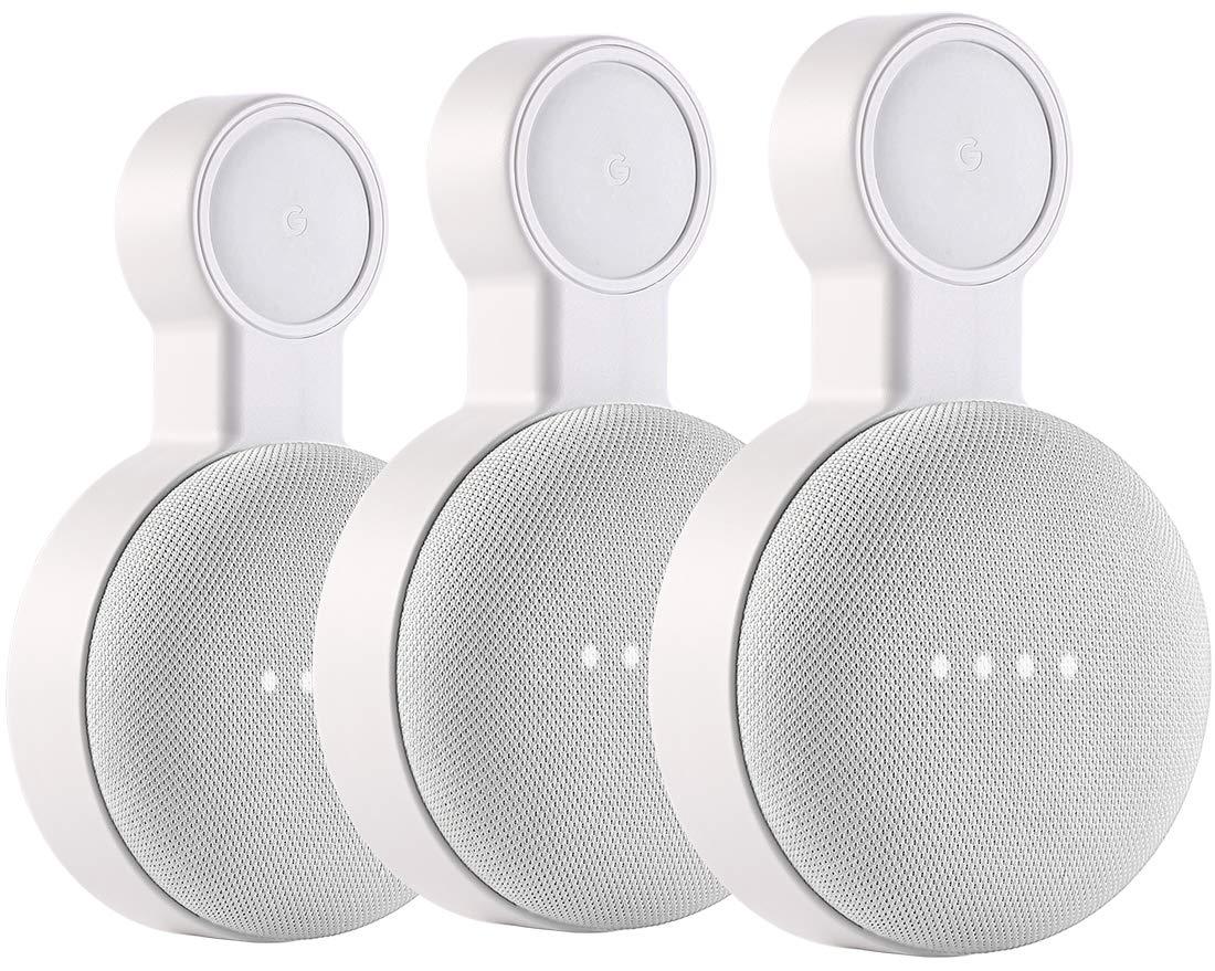 Outlet Wall Mount Holder for Google Nest Mini and Google Home Mini, A Space-Saving Accessories with Cord Management for Google Mini Smart Speaker, No Messy Wires or Screws (3 Pack)