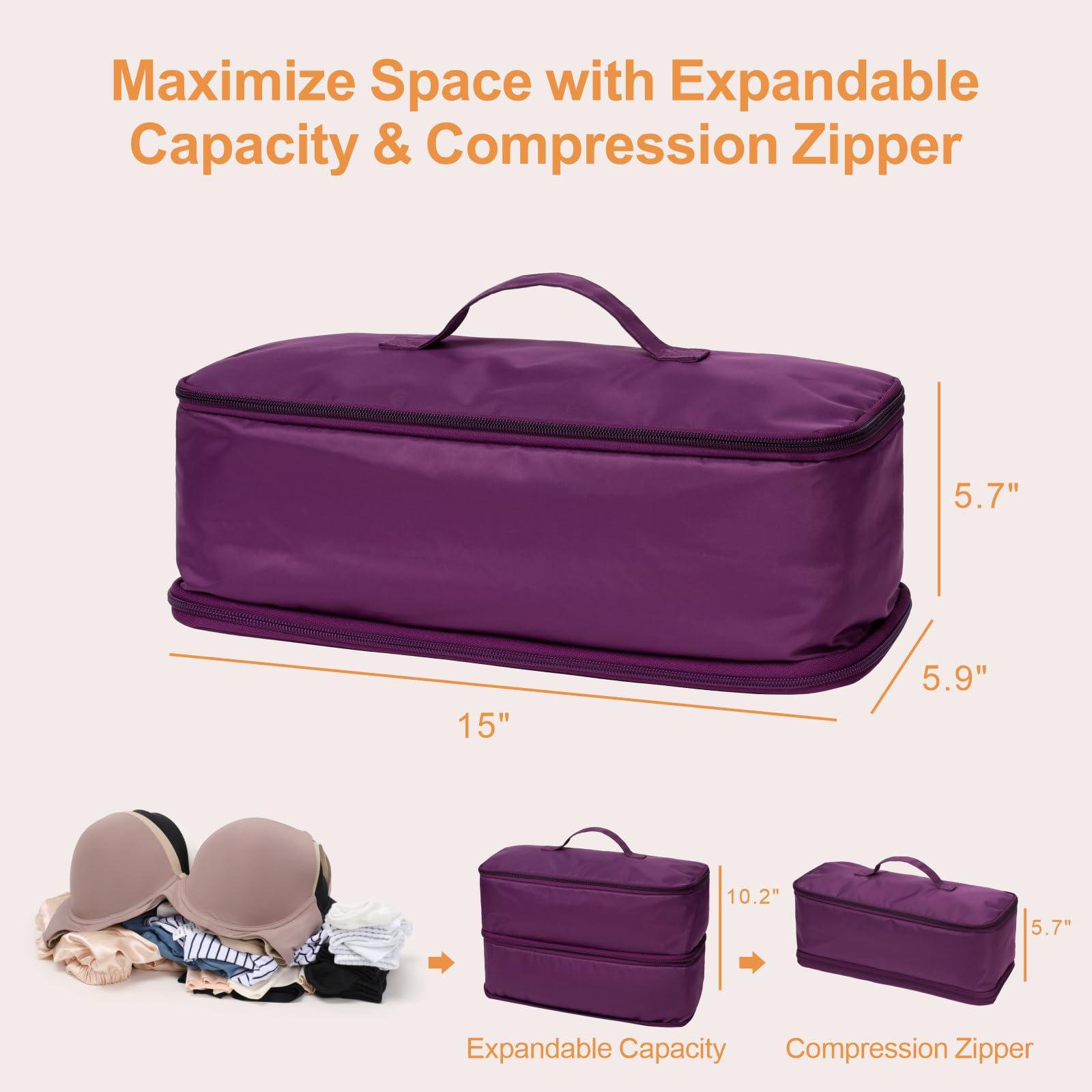 Cambond Travel Underwear Organizer Bag - 4-in-1 Double Layer Lightweight Bra Organizer, Portable Expandable Compression Packing Cubes Travel Packing Organizers, Underwear Storage Bag for Women - Image 6