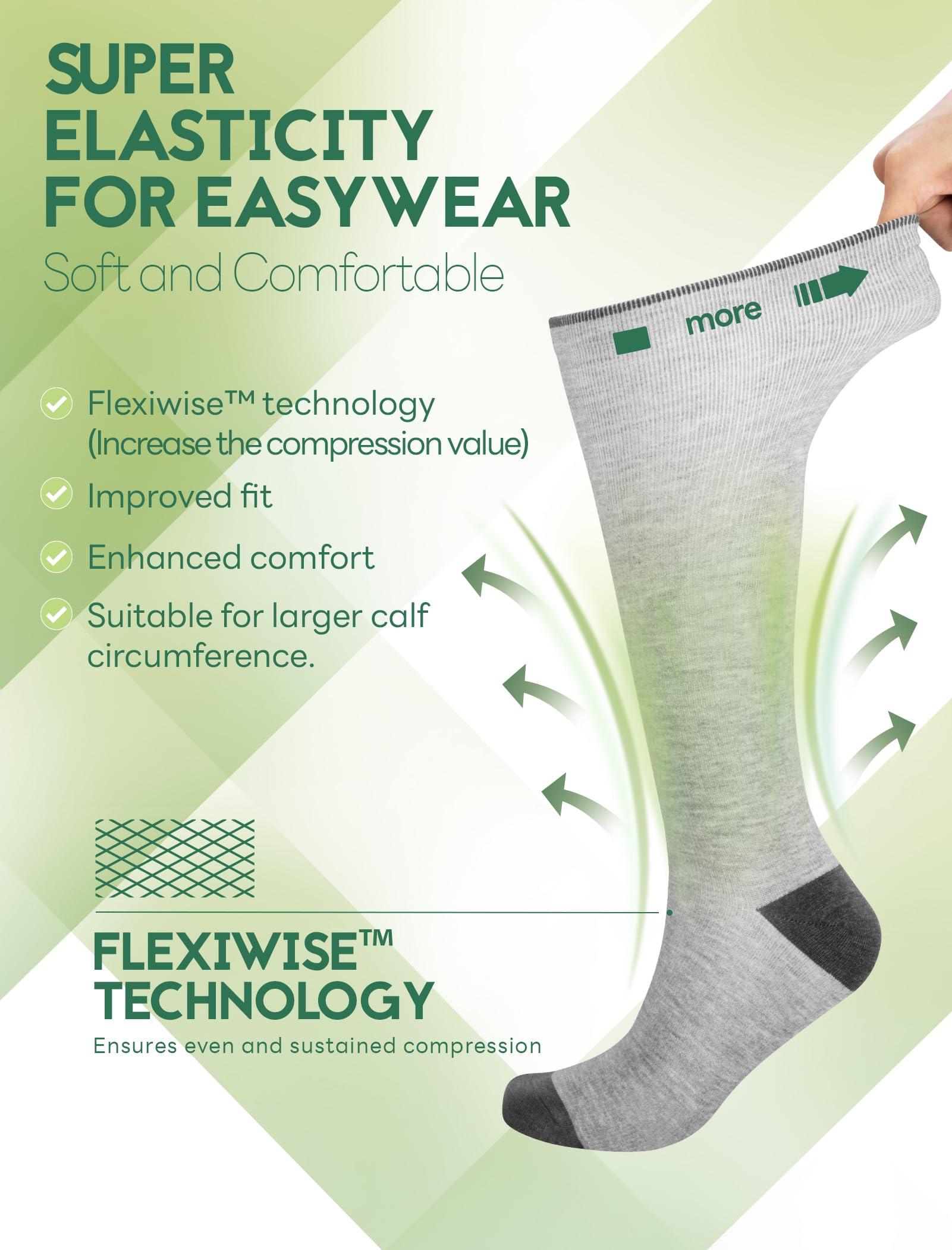 SONORAN Bamboo Viscose Compression Socks for Women & Men (6 Pairs) 20-30 mmHg Knee High Support for Nurses Travel Pregnant - Image 3