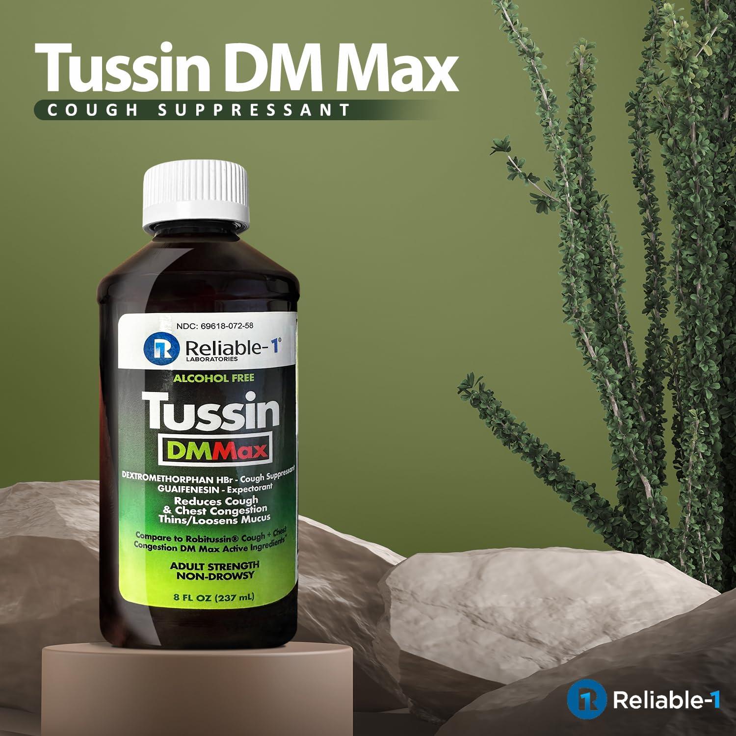 Reliable-1 Laboratories Tussin DM MAX Cough Suppressant, Reduces Cough & Chest Congestion, Thins/Loosens Mucus, Adult Strength Non-Drowsy, 8 FL OZ (237 ML) - Image 2