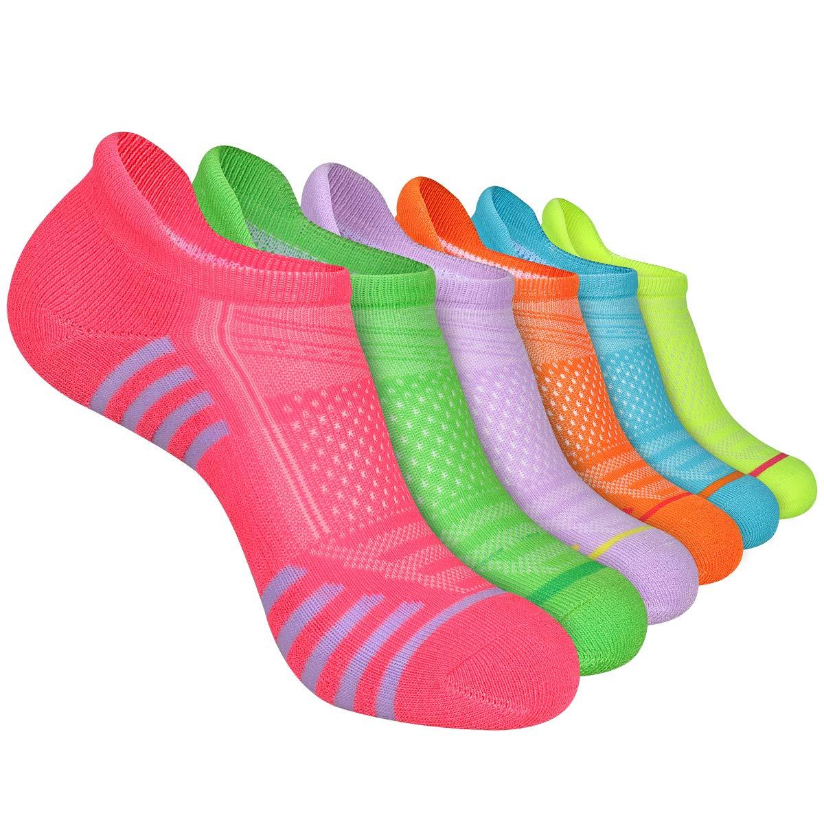 LITERRA Womens Ankle Socks 6-Pairs Athletic Running Sport Socks With Cushioned Sole