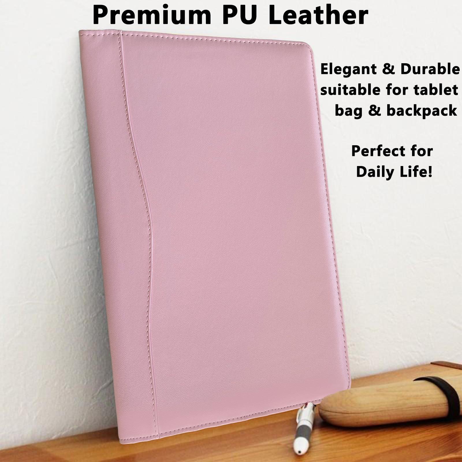 Portfolio Folder Padfolio with A4 Clipboard, PU Leather Portfolio Clipboard Business Binder Writing Clip Board Organizer for Legal Documents Business Card Men Women Pink - Image 8