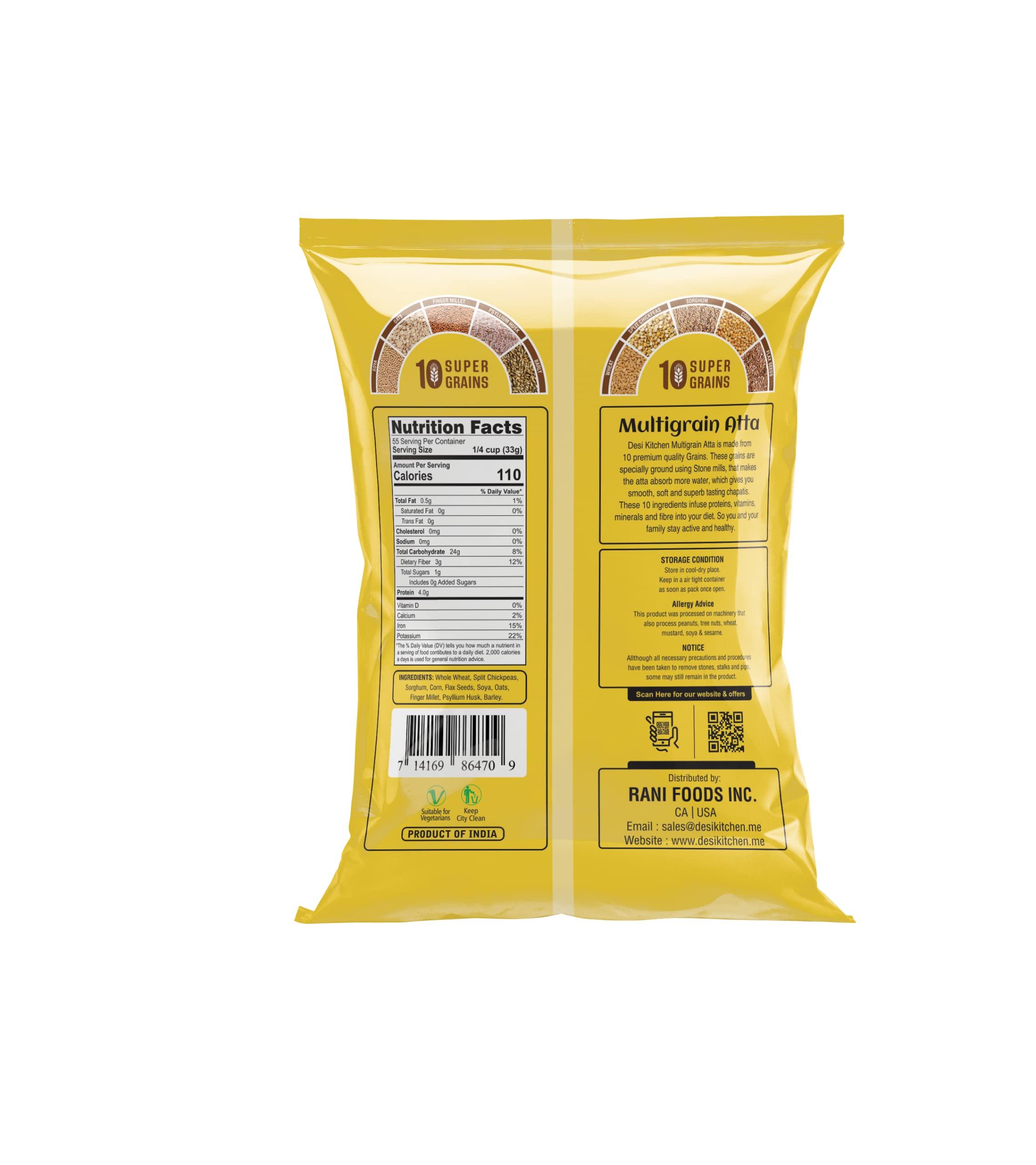 Desi Kitchen Multigrain (10 Super Grains) Wheat Flour (Chakki Atta) 4lbs - Image 2