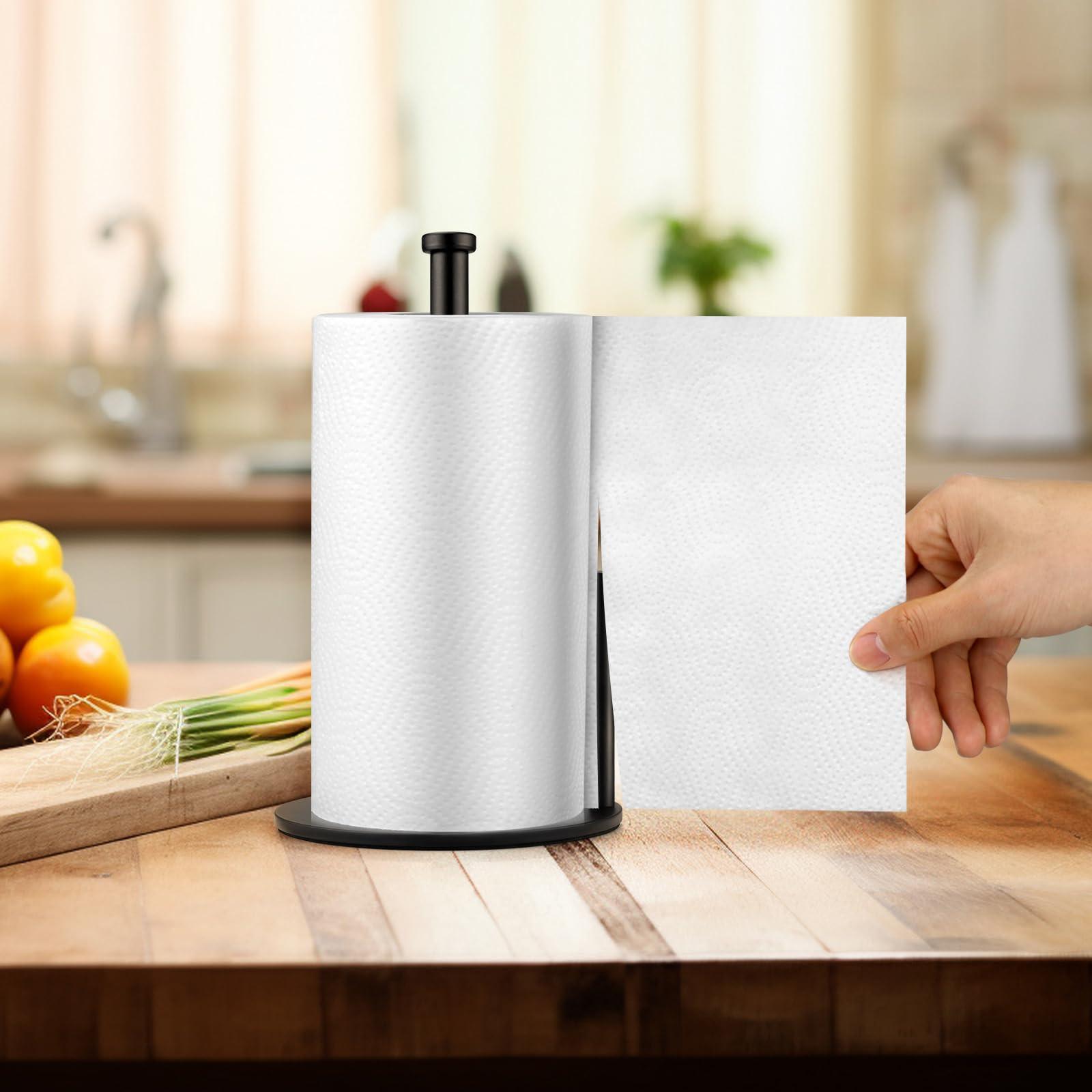 Black Paper Towel Holder, Countertop Paper Towel Holder, Steady Paper Roll Holder, Weighted Paper Towel Stand for Kitchen Bathroom - Image 4
