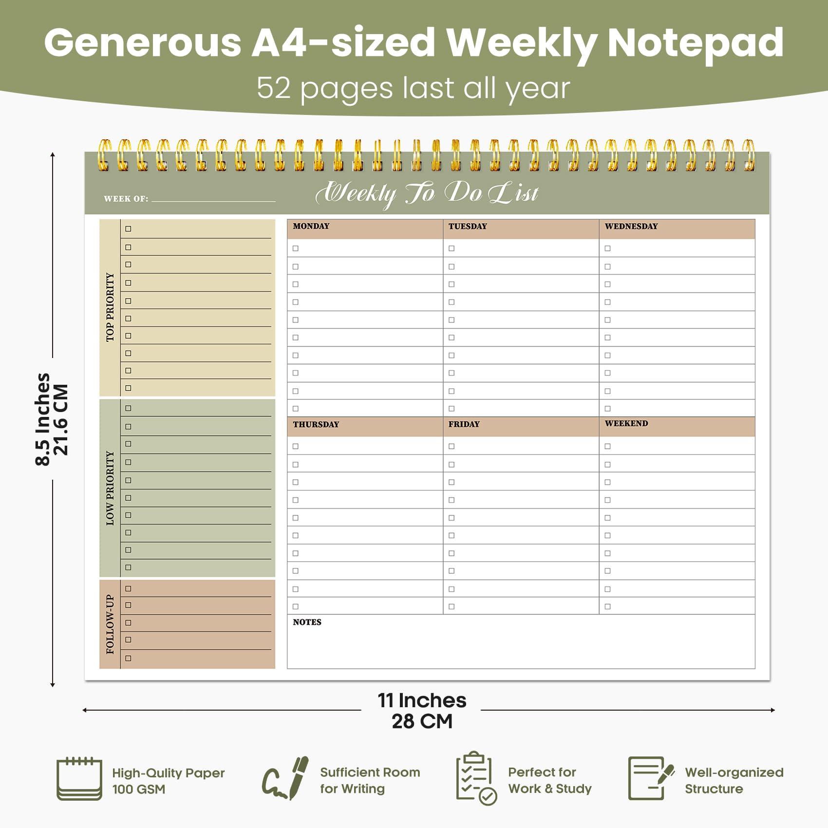 Weekly To Do List Notepad with 52 Undated Sheets（8.5"×11"）- Undated Weekly Planner Notepad for Office Desk Accessories and Supplies - Forest Shades - Image 2