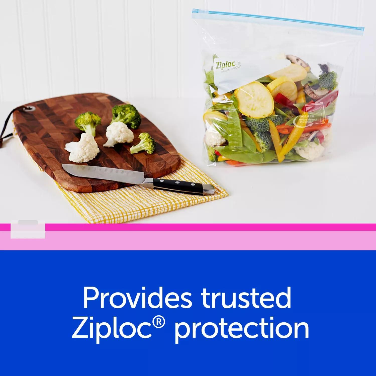 Ziploc Slider Freezer Bags Variety Pack, 132 Count, Power Shield Technology, 76 Quart and 56 Gallon Bags - Image 9