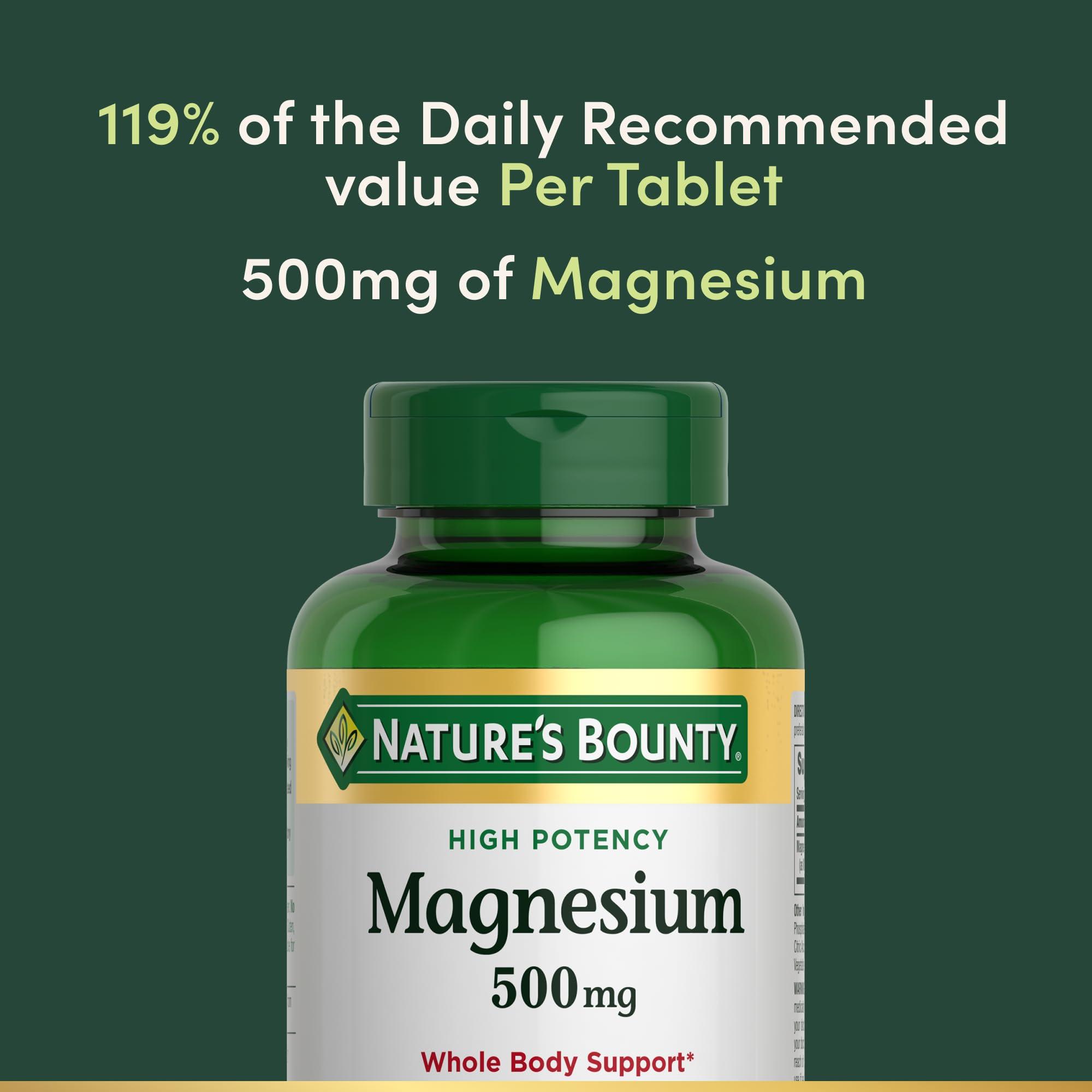 Nature's Bounty Magnesium Supplements - Magnesium 500 Mg Tablets for Bone & Muscle Health, 200 Count (Pack of 1) - Image 3