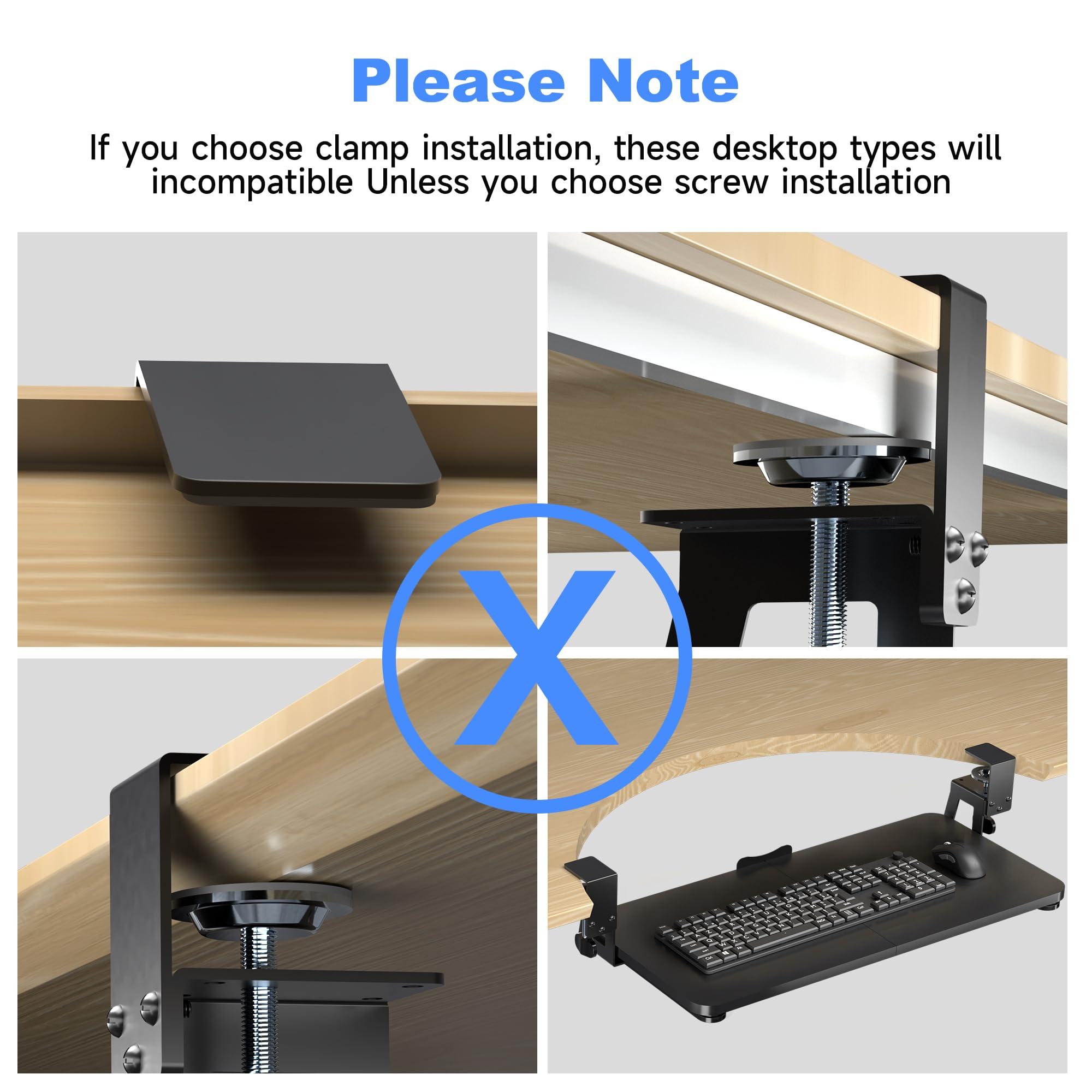 XINLEI Keyboard Tray Under Desk Large C-Clamp 25.6” (30” Including Clamps) x 11.8” Slide-Out Platform Computer Drawer Pull Out Keyboard & Mouse Tray Black DSF4 - Image 7