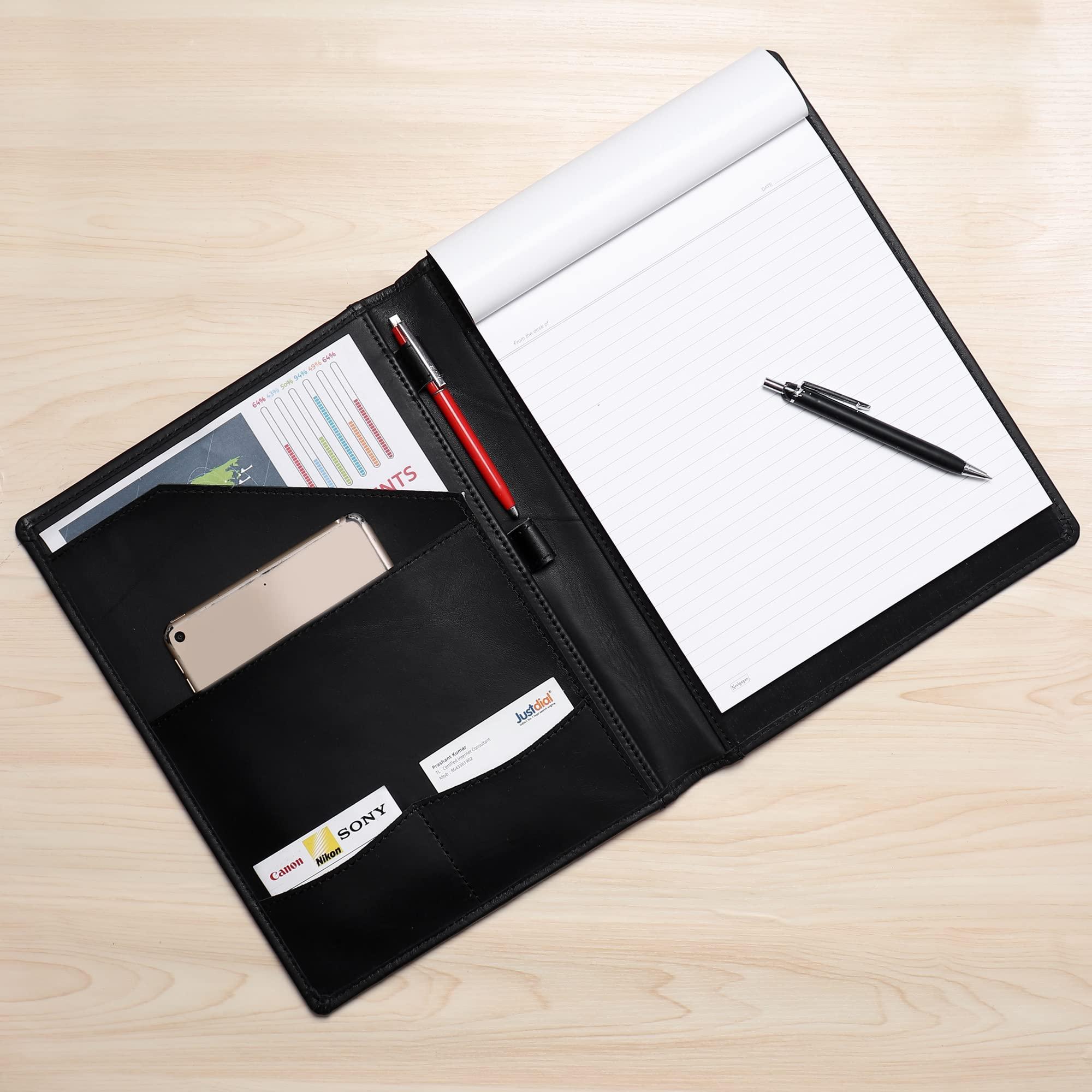 Succor Genuine Leather Portfolio – A4 Business Padfolio & Document Holder, Professional Leather Binder Organizer for Men & Women, Resume Folder, 13x10 Inch – Black - Image 8