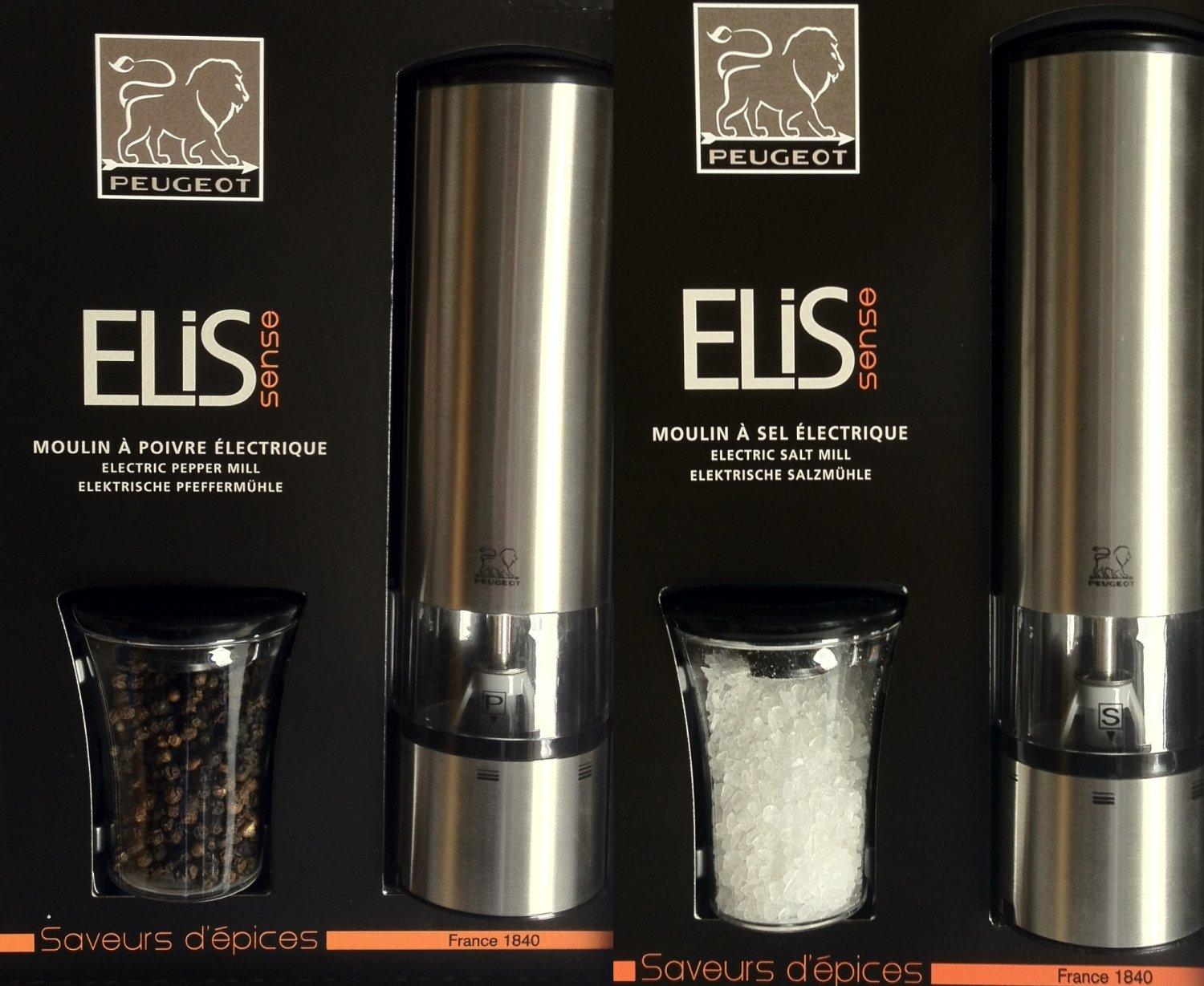 Peugeot Electric Salt & Pepper Mill Set - Stainless (Elis U'select Stainless Steel) - Image 2