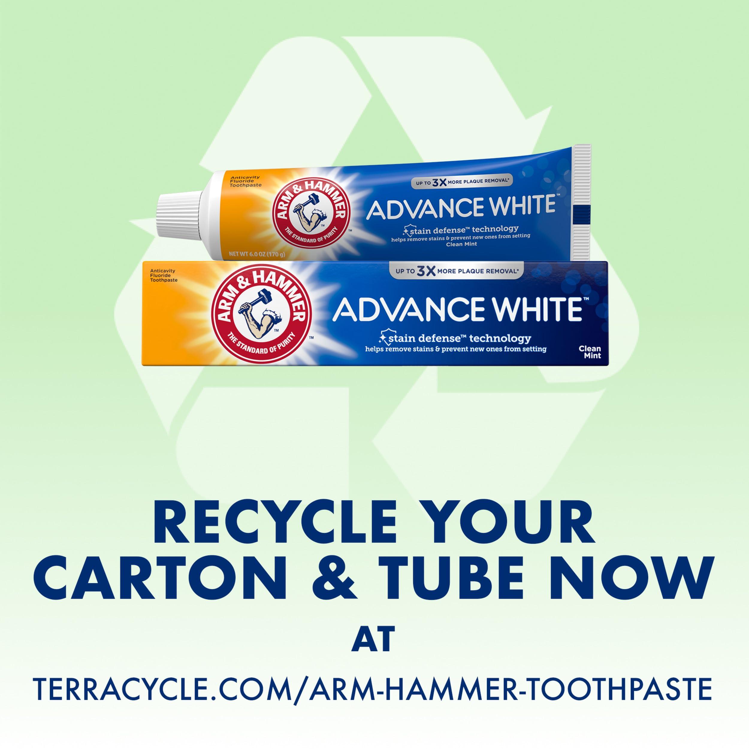Arm & Hammer Advance White Toothpaste, Clean Mint Flavor, Stain Defense Technology, 6 Ounce (Pack of 4) - Image 9