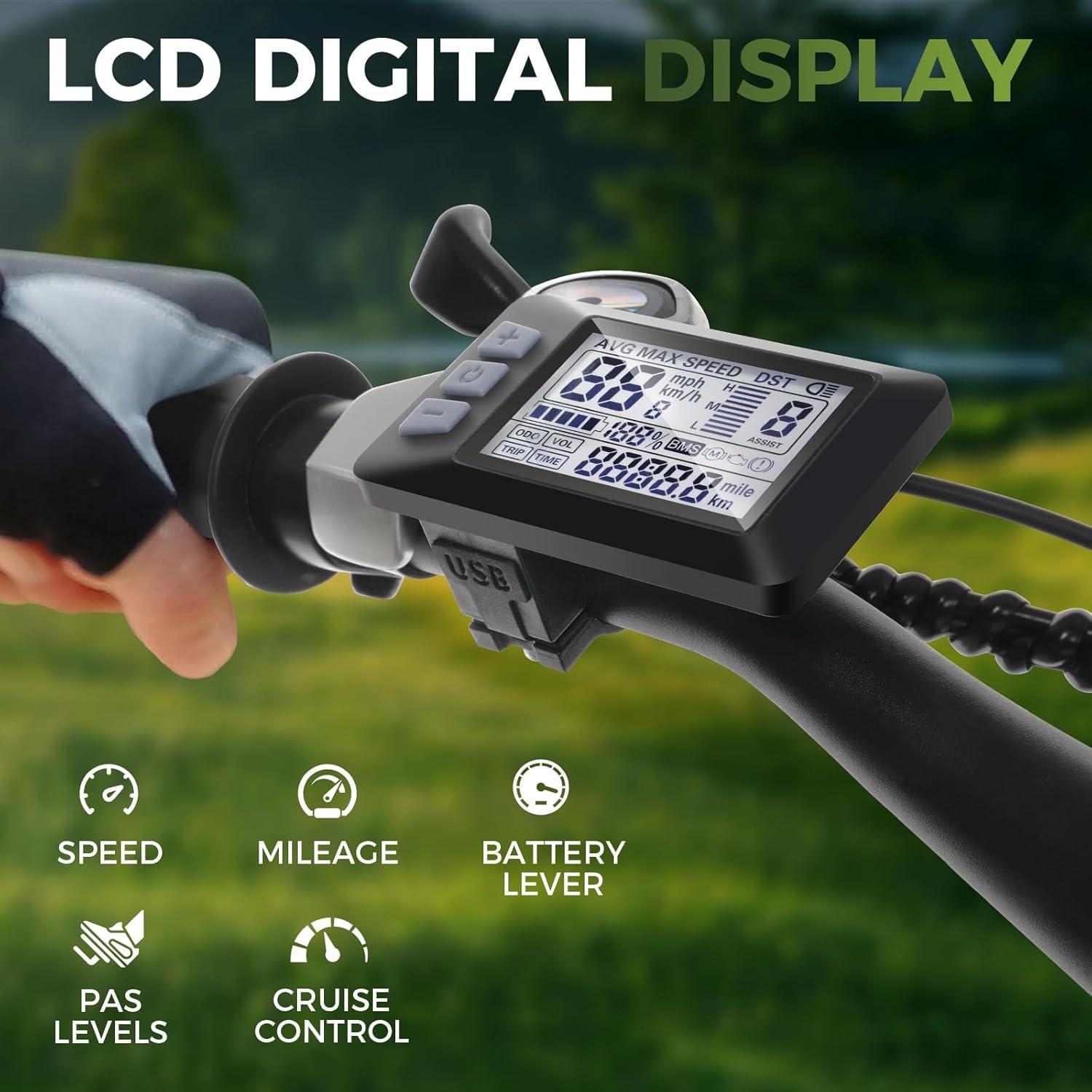 ANCHEER Electric Bike for Adults, Peak 750W Ebike, 3 Hours Fast Charge, 60 Miles Electric Bicycle with 48V/499Wh Battery, 27.5 ''Hummmer Electric Mountain Bike with LCD Display, 21/24 Speed - Image 6