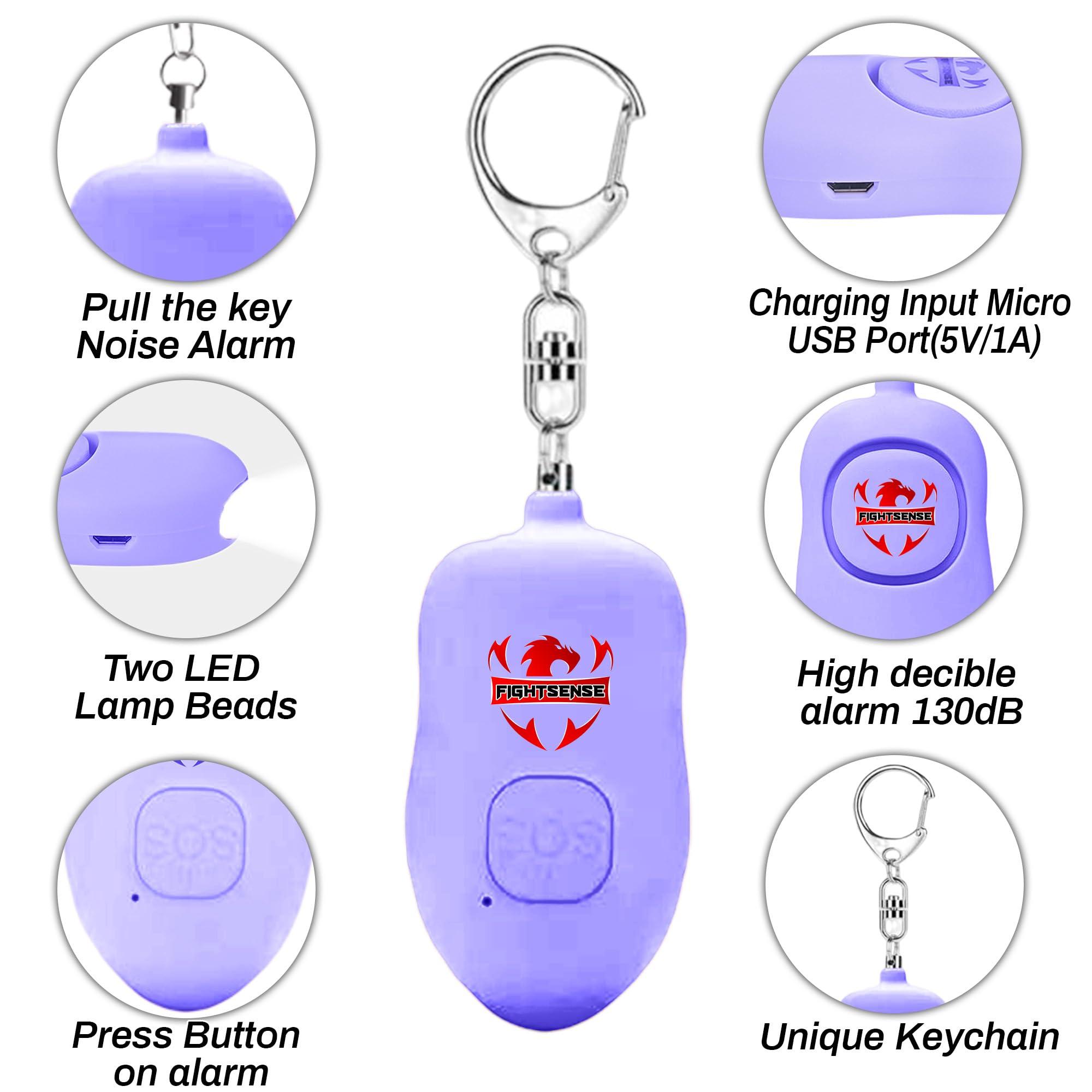 Fightsense Personal Alarm Keychain with Snap Hook, 130dB Siren Safety Alarm for Women LED Light (300m Audible) (Purple) - Image 2