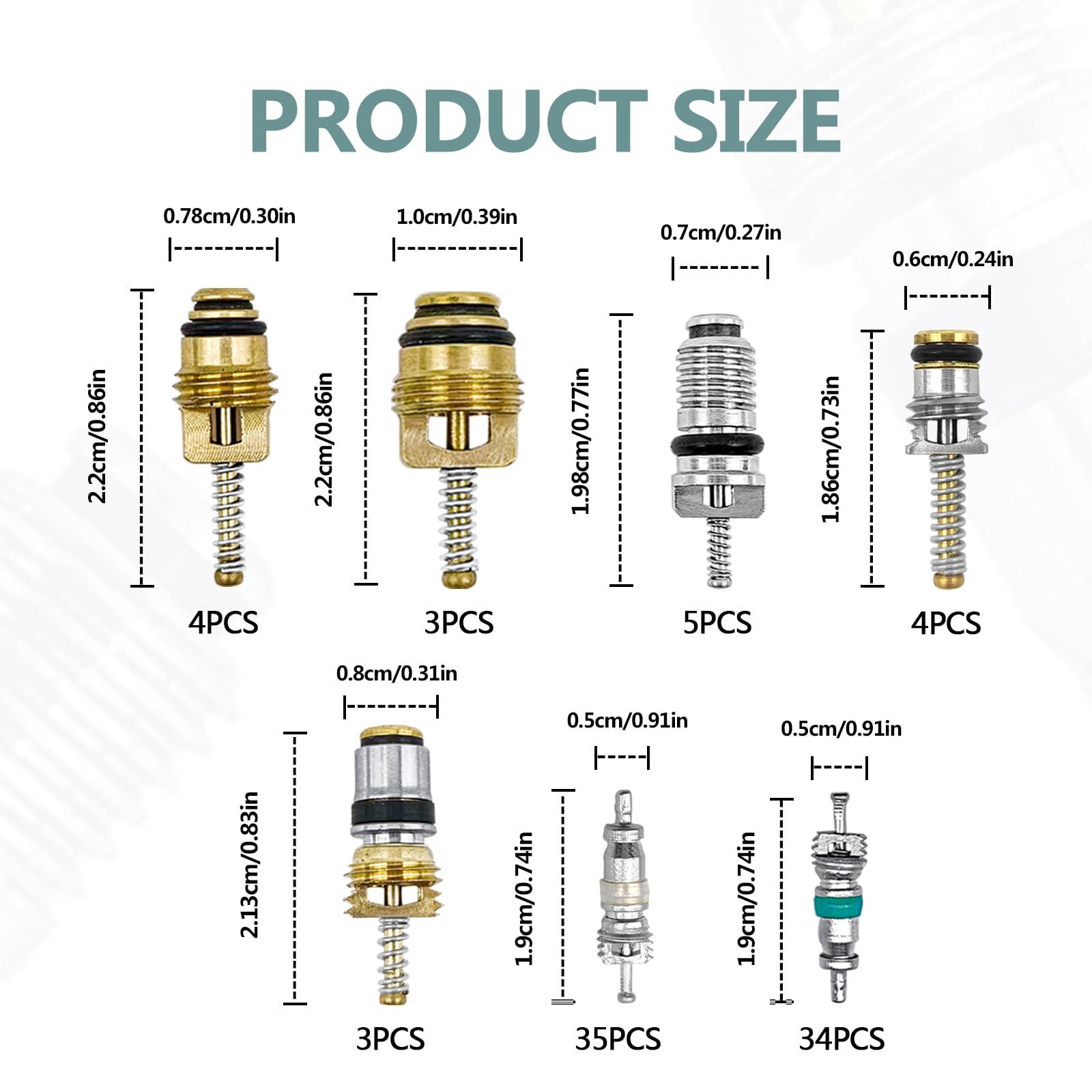102Pcs Air Conditioning Valve Core - Valve Cores Accessories A/C R12 R134a Accessories Kit, Automotive Air Conditioning Refrigeration Tire Valve Stem Cores Repair Tool Assortment Kit - Image 3