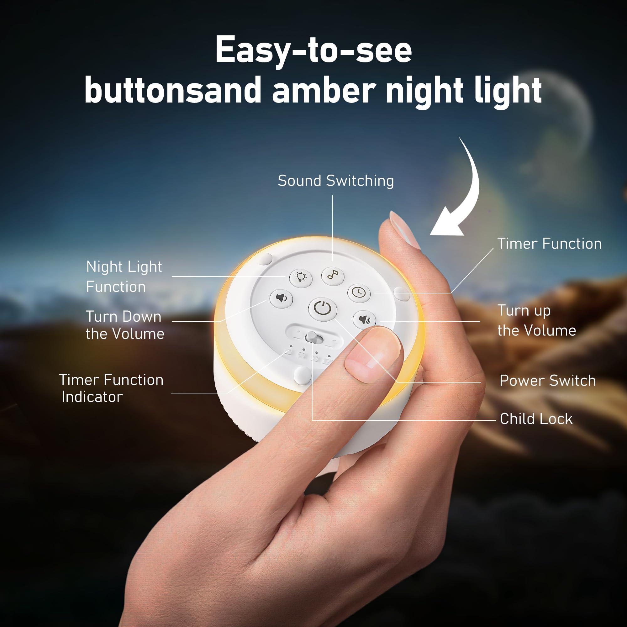 Portable Sound Machine & Night Light, White Noise Sound Machine for Baby & Adults with 12 Selected Sounds - Rechargeable, Memory Function, Timer - Sleep Soother, Home & Travel, White - Image 6