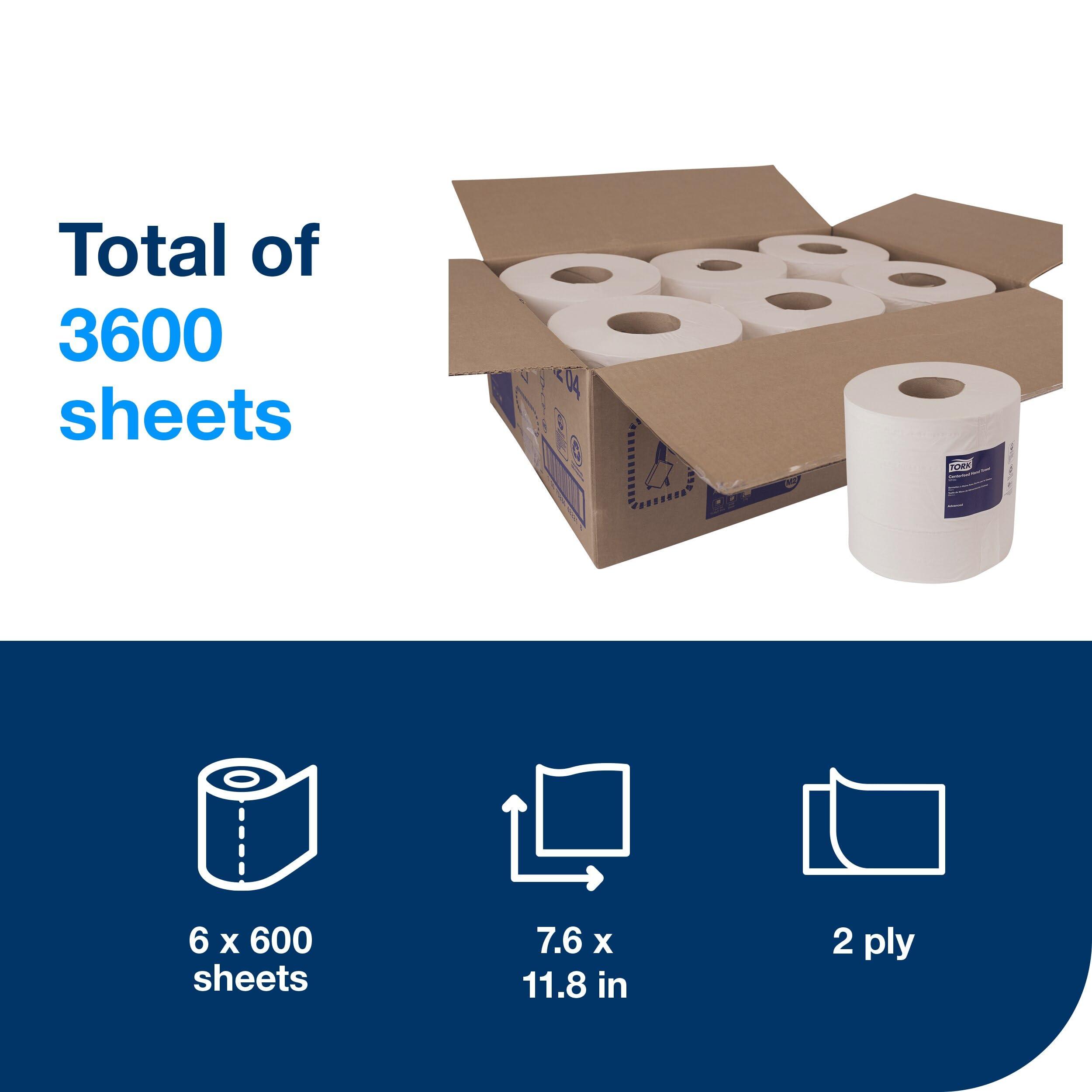 Tork Soft Centerfeed Hand Towel White M2, High Absorbency, 6 x 600 Sheets, 121204 - Image 2