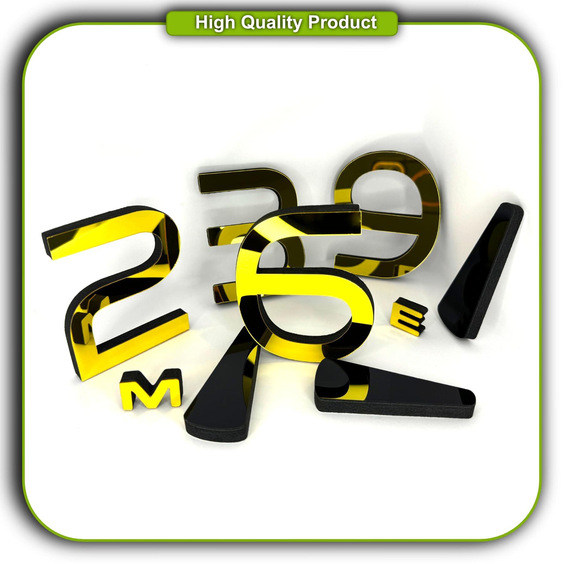 Larsa Home, Frameless 3D Analog DIY Wall Clock Adjustable Size Large Modern Sticker Numbers with Dashes Mirror Finish for Home, living room, Bedroom, Office Decoration (Gold, Black), ZH03410 - Image 2