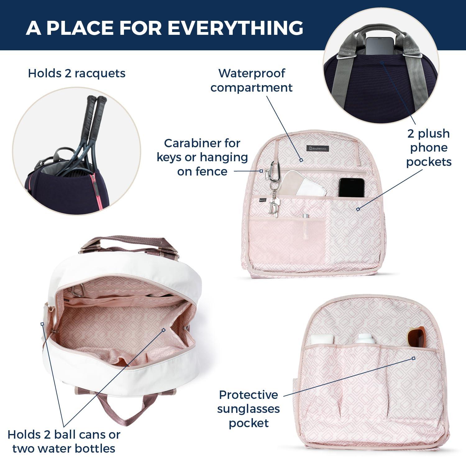 Doubletake Melbourne Tennis Backpack/Tote | Designer Tennis Bag for Women | Fits 2 Racquets with Large Capacity for Accessories - Image 2