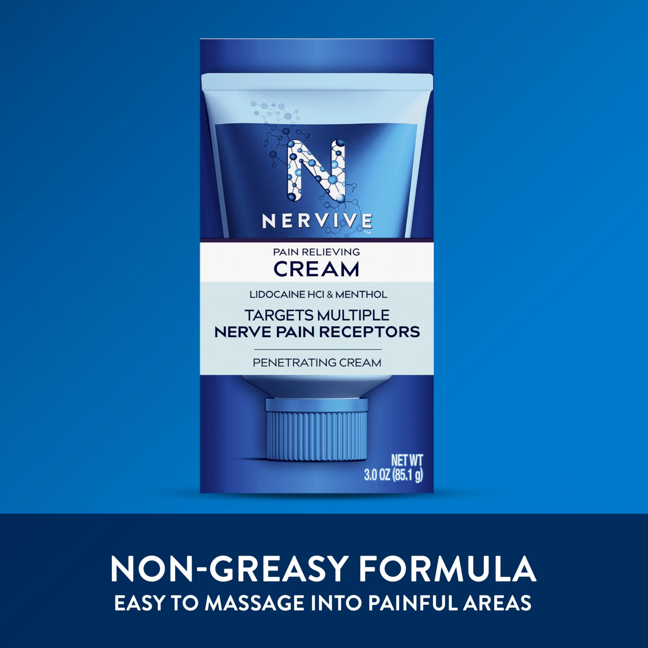 Nervive Pain Relieving Cream, Max Strength Non-Greasy Topical Pain Reliever with Lidocaine and Menthol for Toes, Feet, Fingers, Hands, Legs & Arms, 3.0oz - Image 5