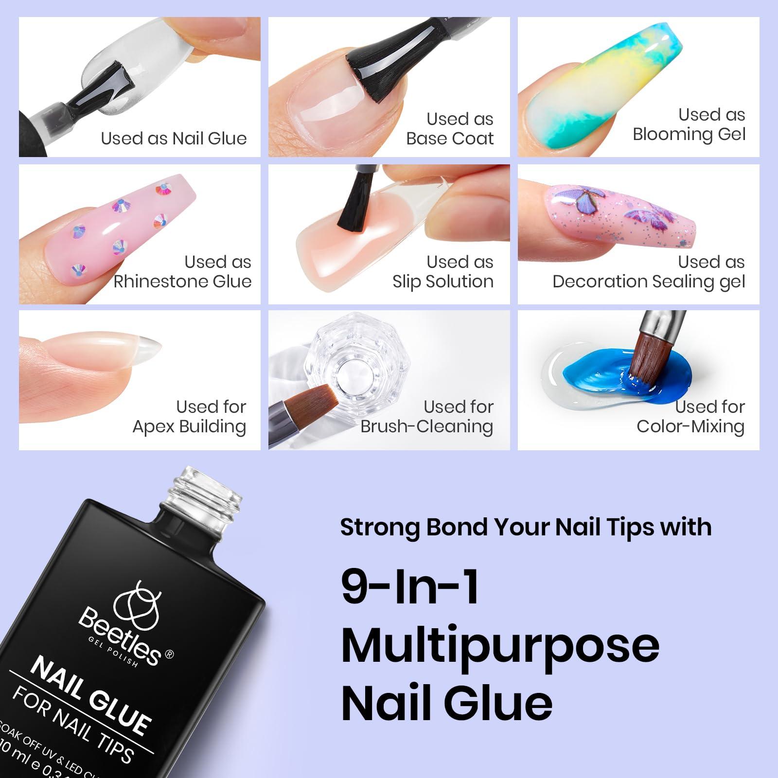 Beetles 3Pcs Gel Nail Glue Nail Dehydrator and Primer, Professional Nail Prep Acid-Free & Hema-Free Dehydrate Bond Primer 9 in 1 Gel Glue Kit for Press On Nails Nail Tips Nail Extension Gifts for Her - Image 3