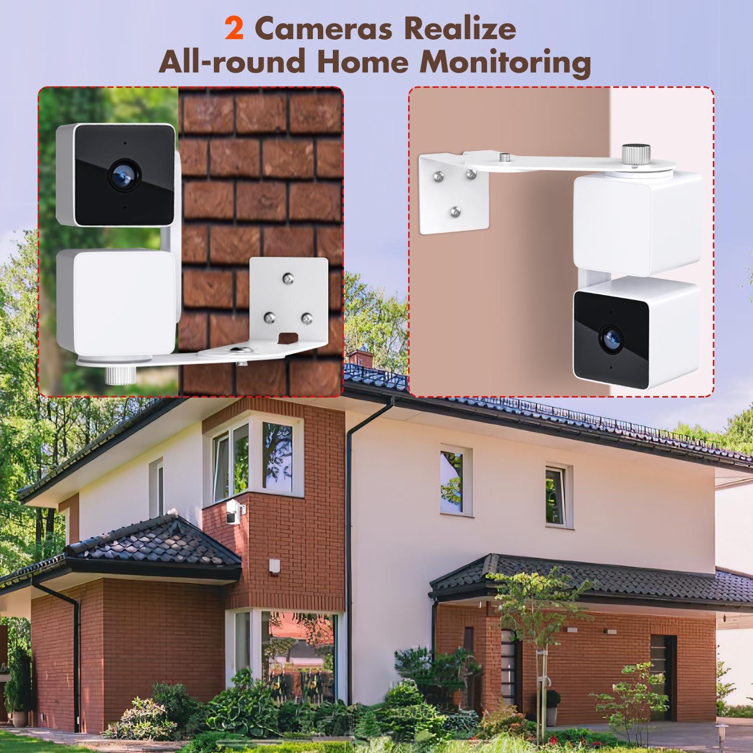2Pack Metal Corner Wall Mount Bracket for Wyze Cam Pan V3/V2, Wyze Cam V4/V3/V2, Max Cover Both Sides of The House 300 Degrees Reduce Blind Spots, Indoor Outdoor Mount for Wyze - Image 5
