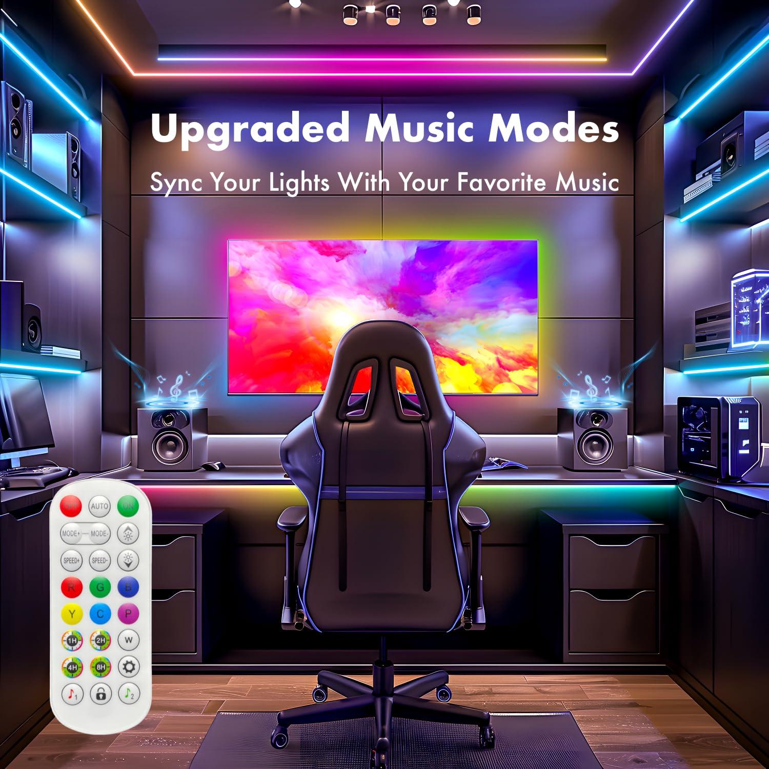 ERBTY Led Lights for Bedroom, IC+RGB 65.6FT Strip Lights, 24Key Remote with App Control, Music Sync Color Changing for Room Decor Party - Image 3